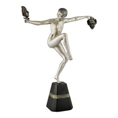 Art Deco Bronze Sculpture MASK DANCER Desire Grisard France 1925