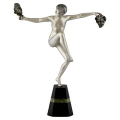 Art Deco Bronze Sculpture MASQUE DANSEUR Desire Grisard France 1925