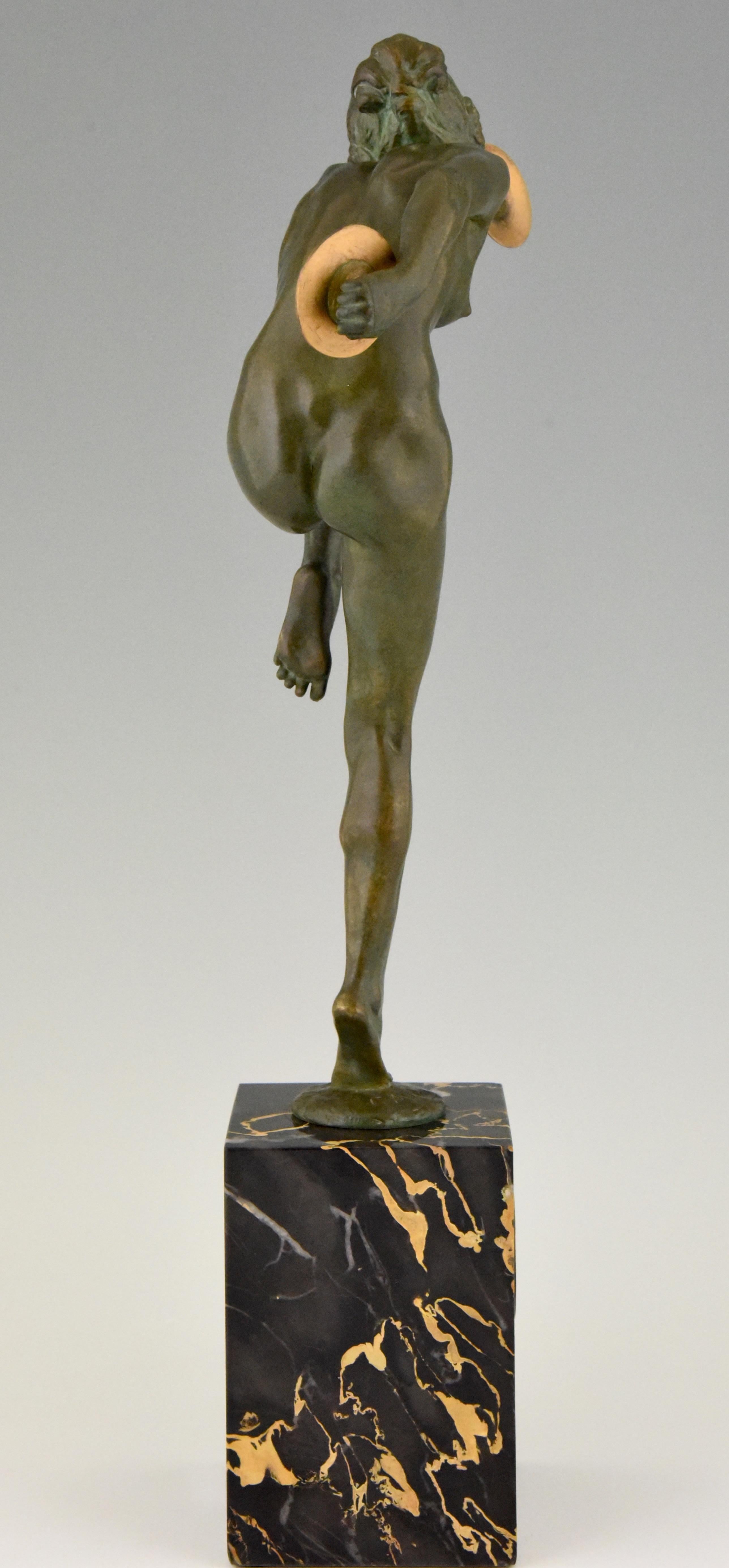 Art Deco Bronze Sculpture Nude Cymbal Dancer Lucien Alliot, France, 1925 1