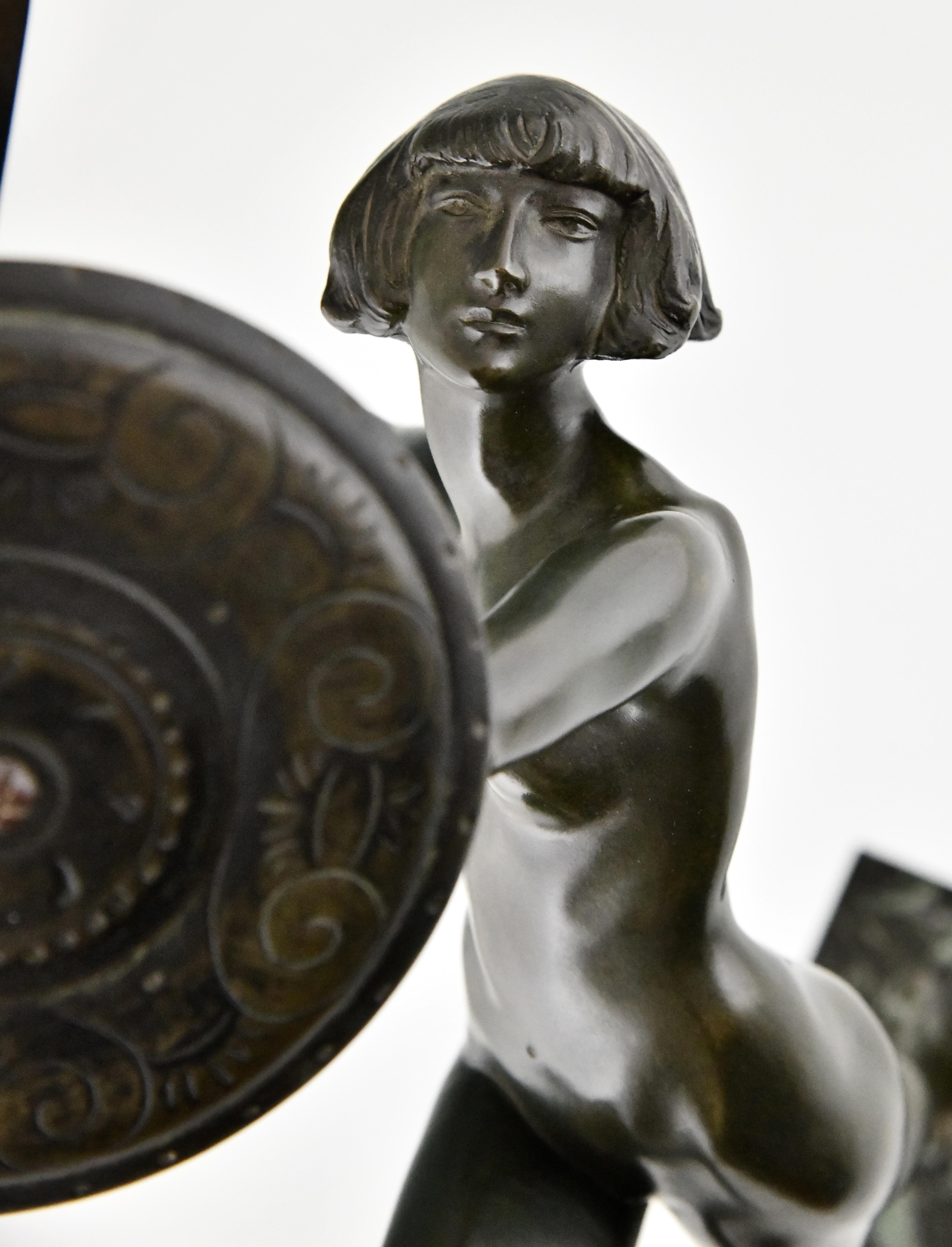Art Deco Bronze Sculpture Nude Dagger Dancer by Pierre Le Faguays France, 1930 For Sale 4