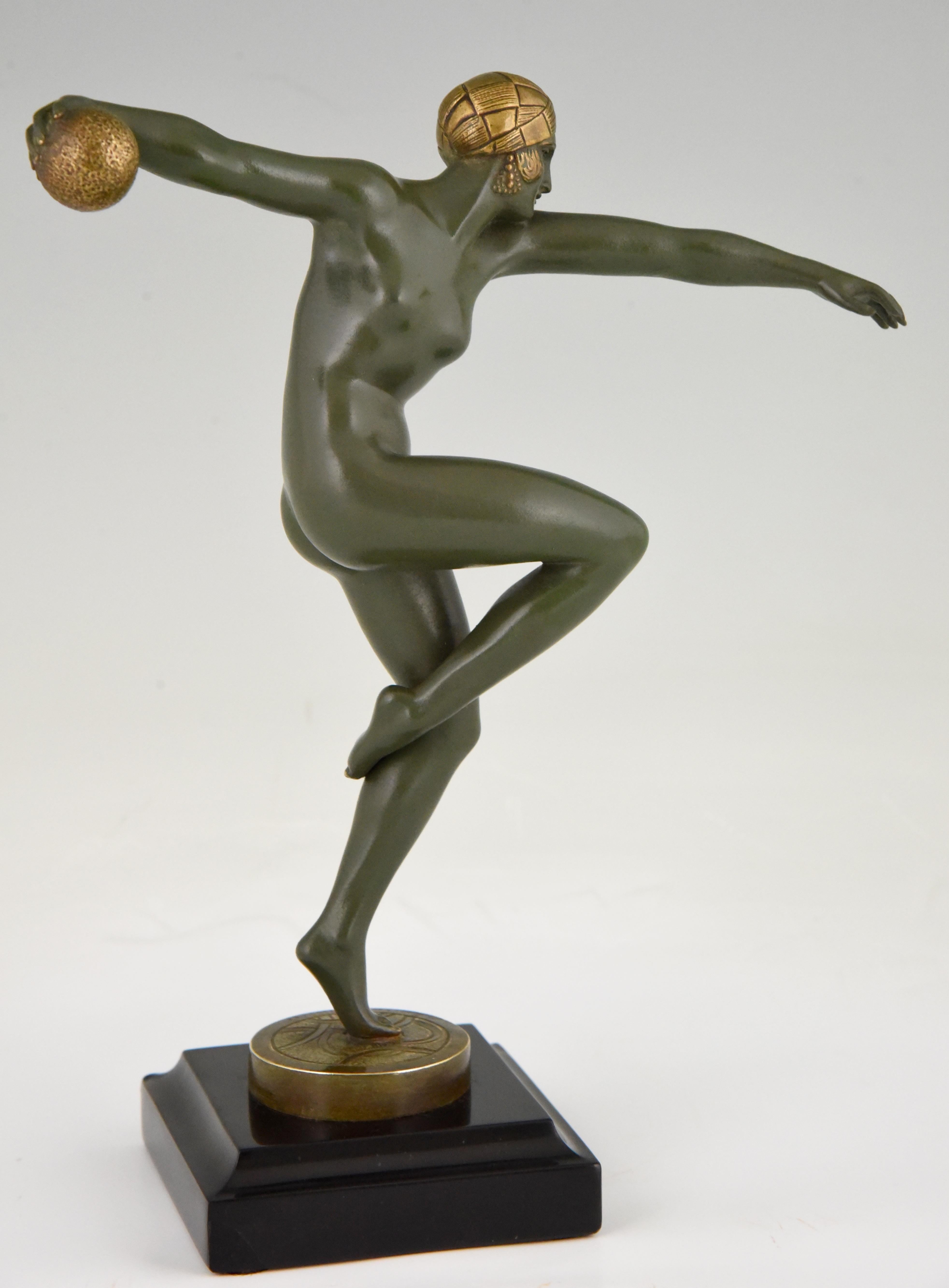 Art Deco Bronze Sculpture Nude Dancer Maurice Guiraud-Rivière France 1920 5