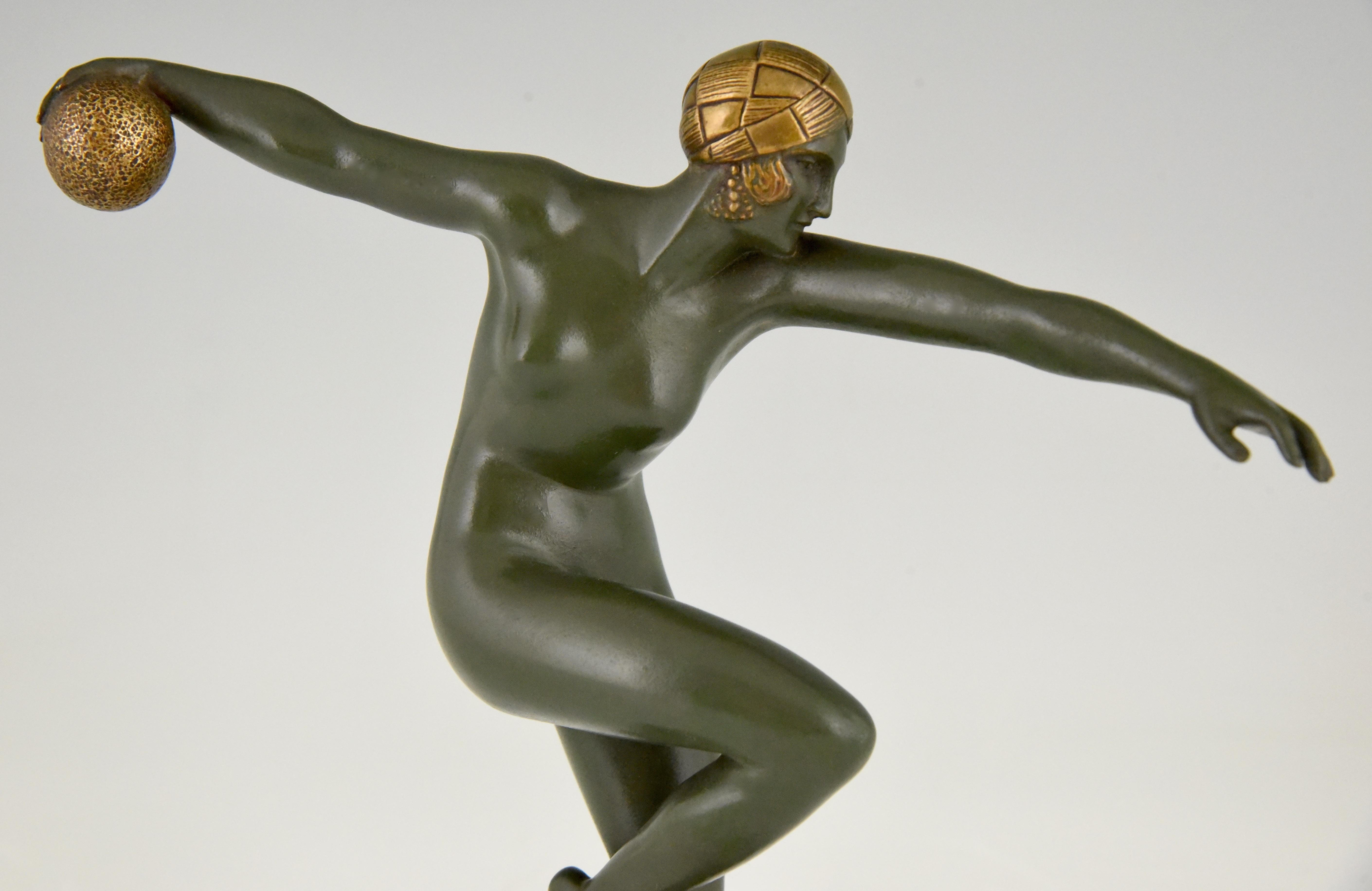 Art Deco Bronze Sculpture Nude Dancer Maurice Guiraud-Rivière France 1920 6