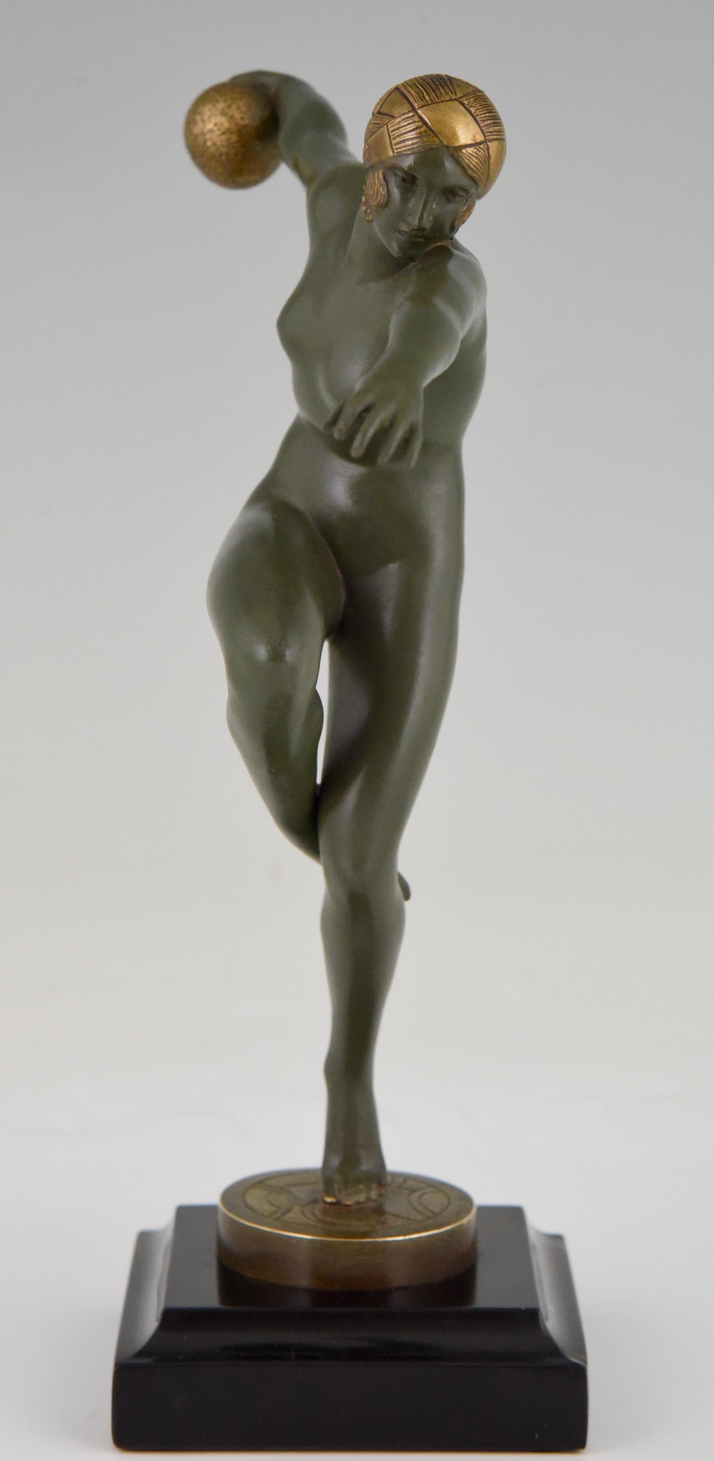 Art Deco Bronze Sculpture Nude Dancer Maurice Guiraud-Rivière France 1920 In Good Condition In Antwerp, BE