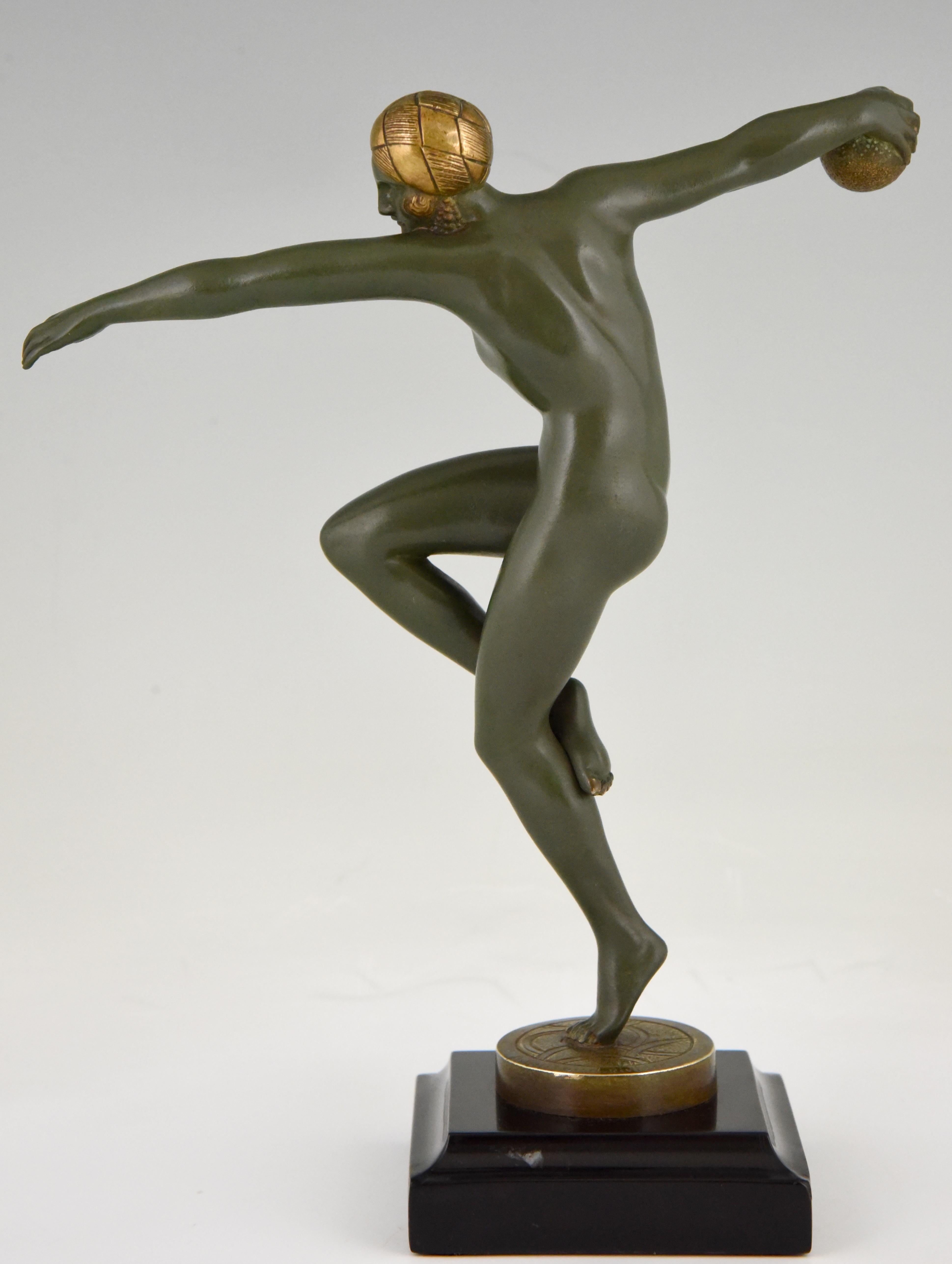 Art Deco Bronze Sculpture Nude Dancer Maurice Guiraud-Rivière France 1920 1