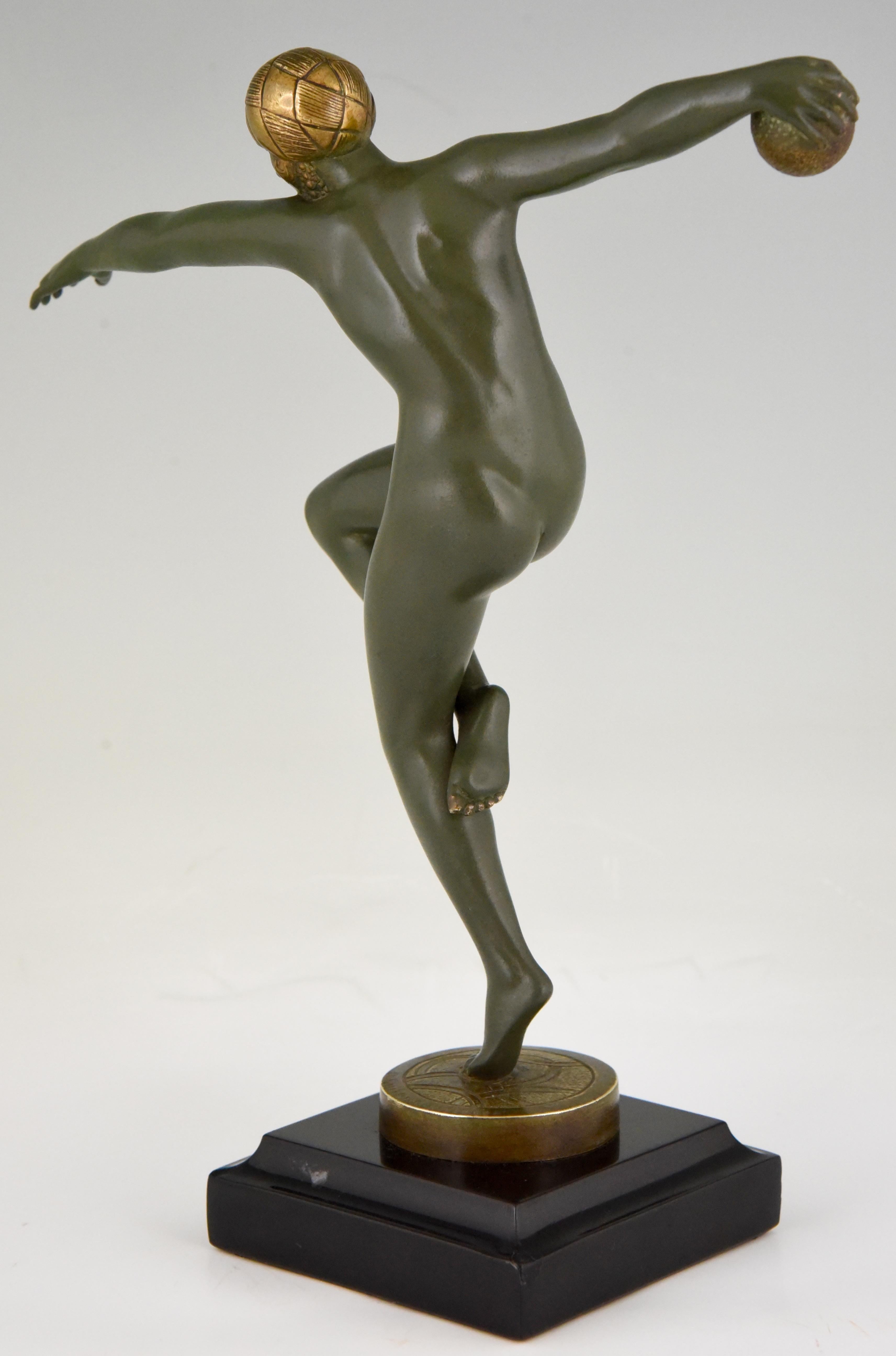Art Deco Bronze Sculpture Nude Dancer Maurice Guiraud-Rivière France 1920 2