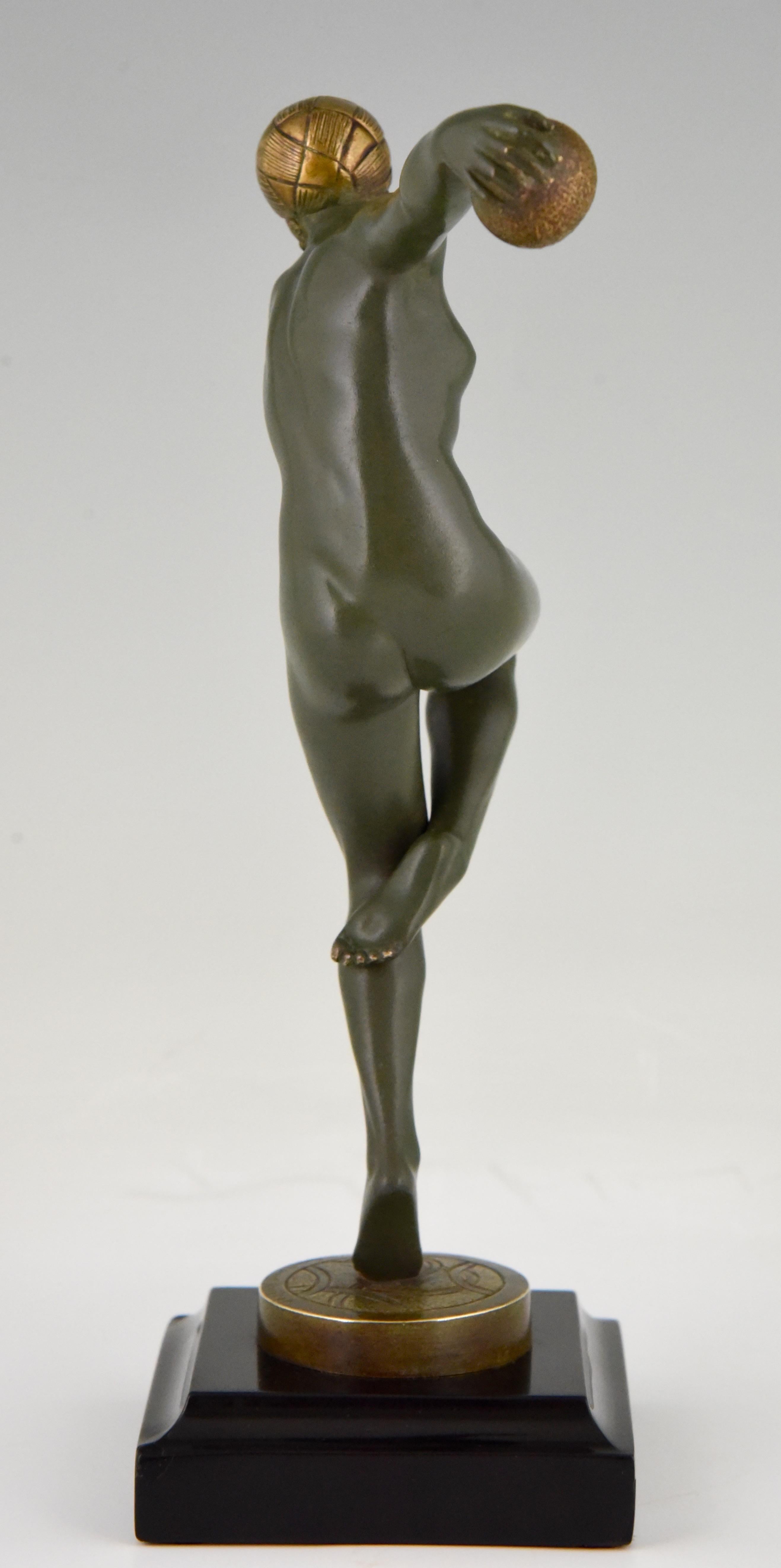 Art Deco Bronze Sculpture Nude Dancer Maurice Guiraud-Rivière France 1920 3