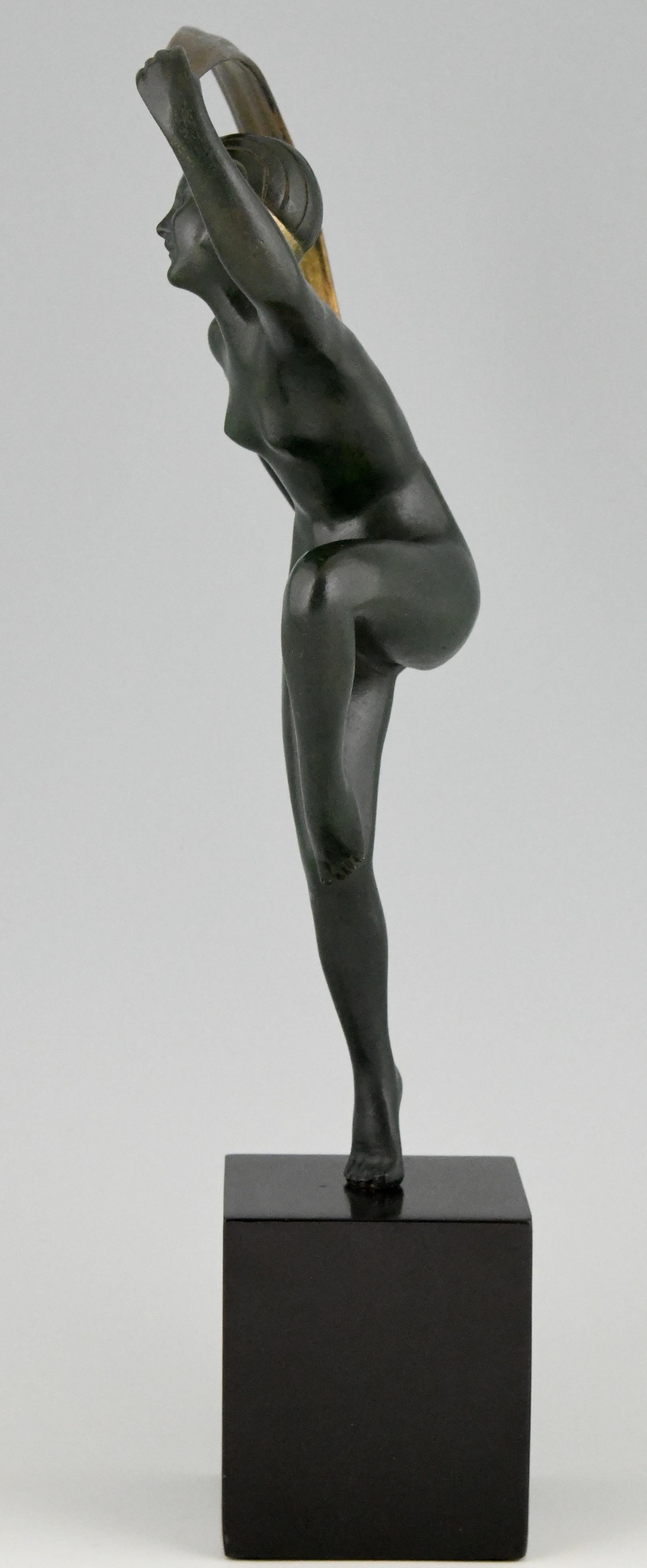 Art Deco Bronze Sculpture Nude Scarf Dancer Zoltan Kovats 1930 2