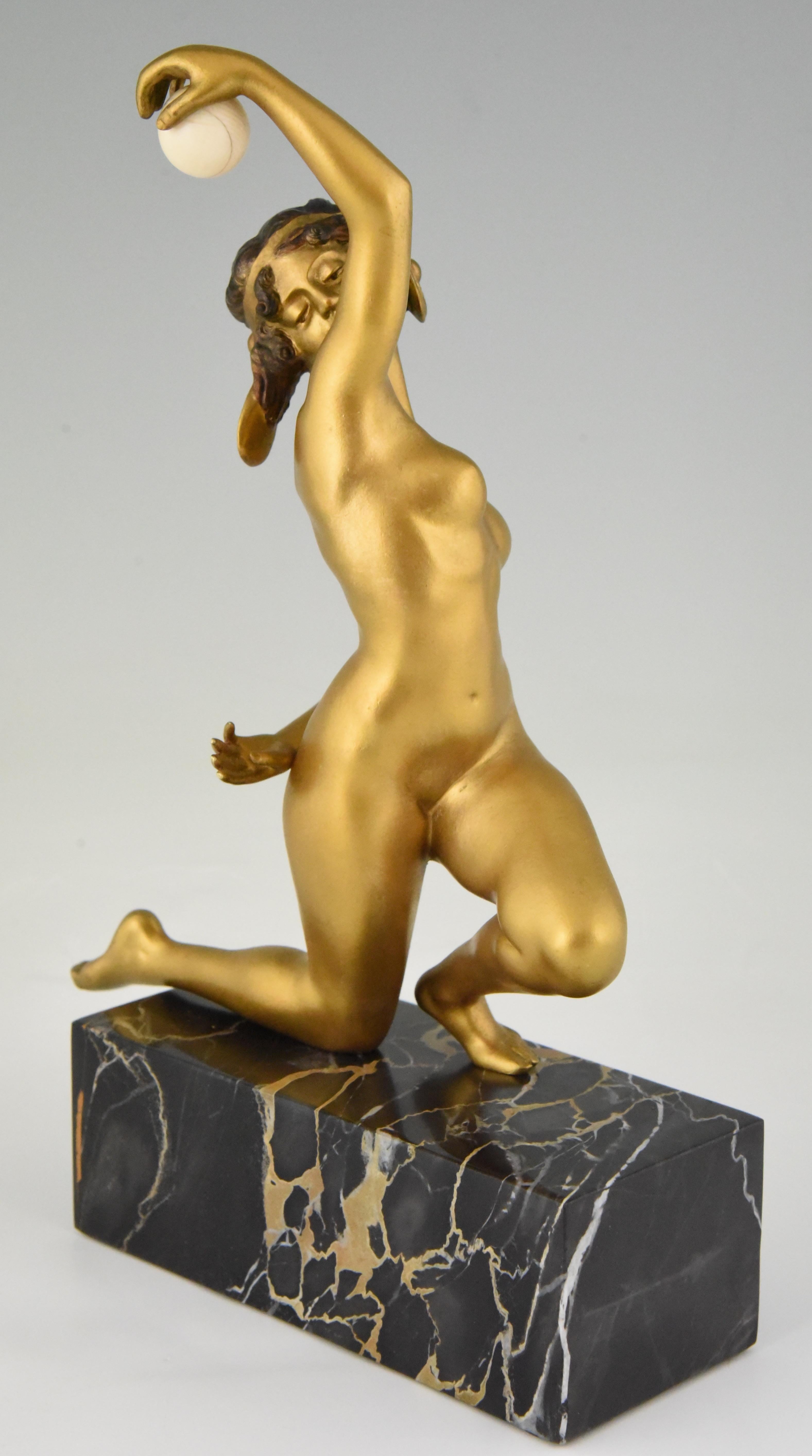 Art Deco Bronze Sculpture Nude with Ball Affortunato Gory 1920 France 4
