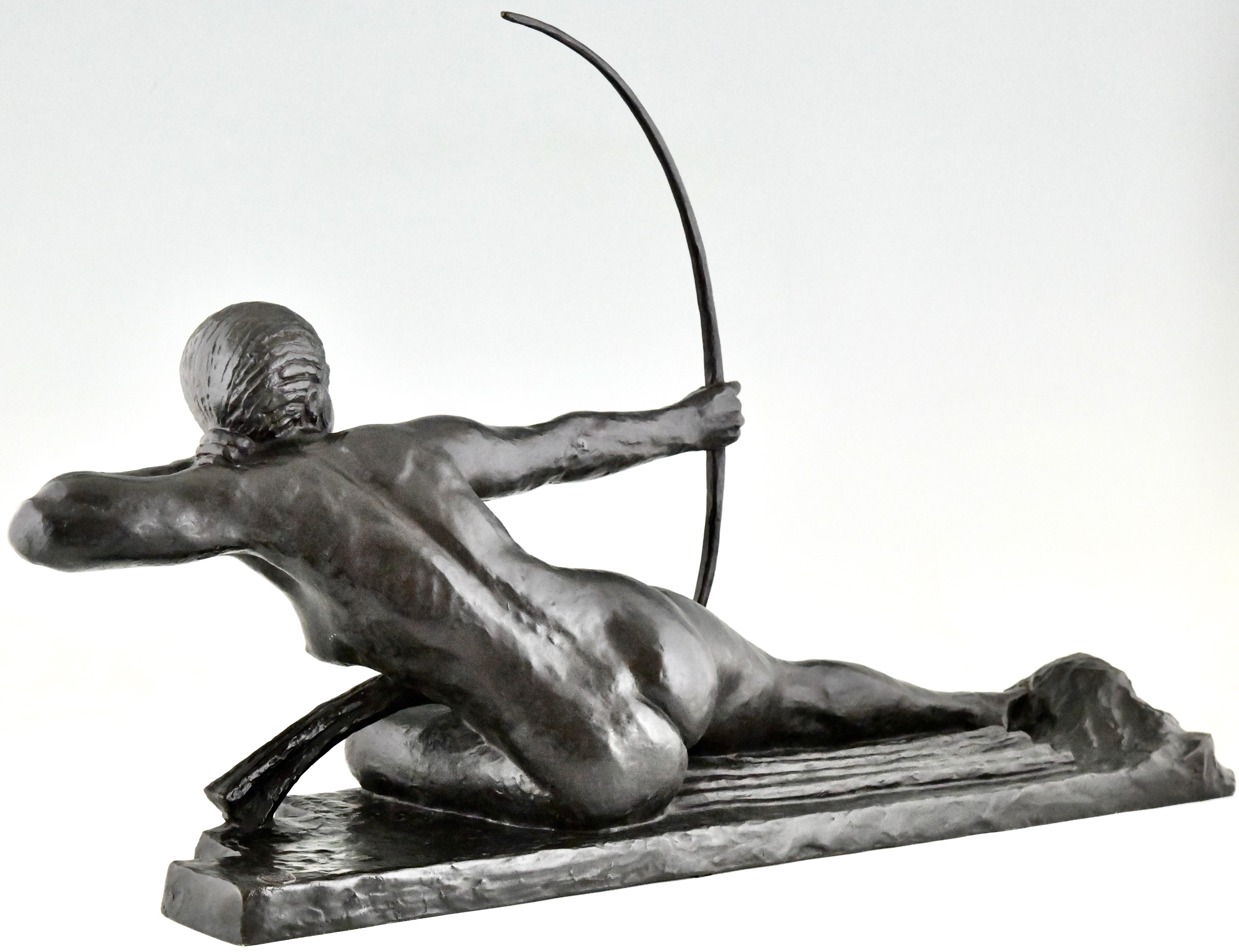 Early 20th Century Art Deco bronze sculpture nude with bow Penthesilia Marcel Bouraine, Susse Fr. 