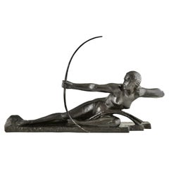Art Deco bronze sculpture nude with bow Penthesilia Marcel Boiraine, Susse Fr. 