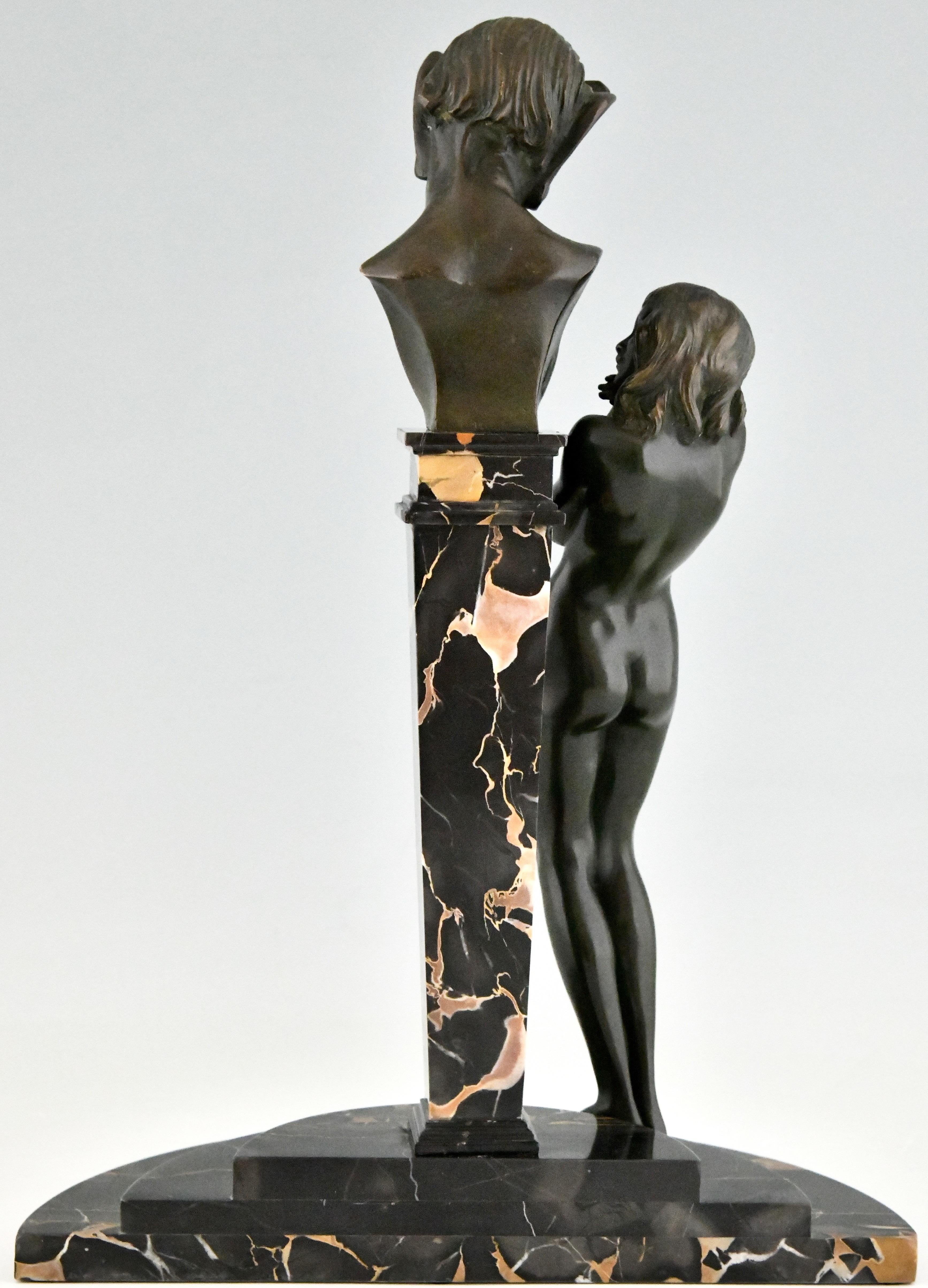 Art Deco Bronze Sculpture Nude with Satyr Pierre Le Faguays, France, 1930 In Good Condition In Antwerp, BE