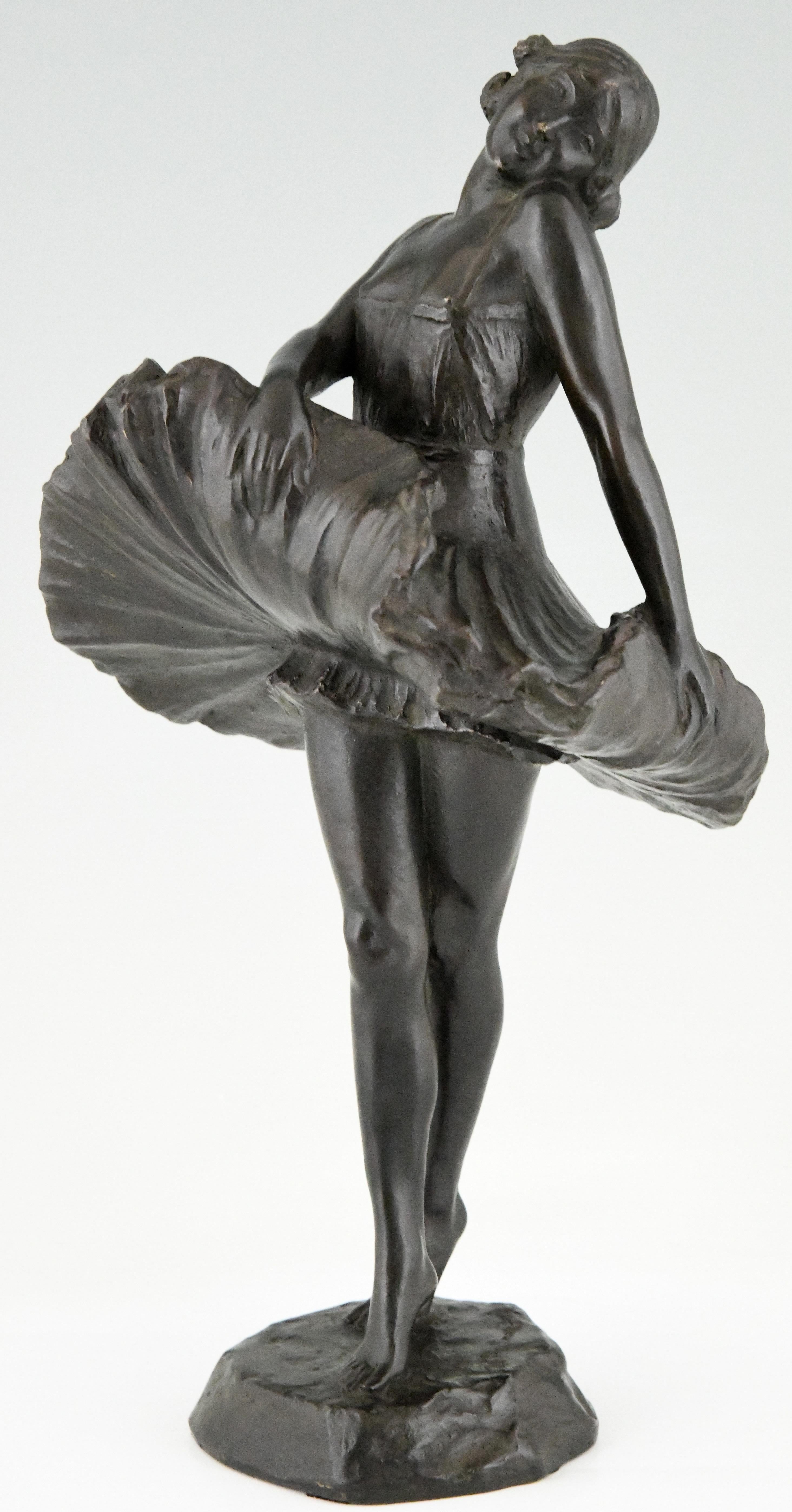 Mid-20th Century Art Deco Bronze Sculpture of a Ballerina Enrico Manfredo Di Palma-Falco  1930