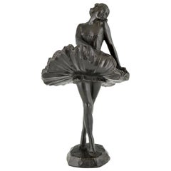 Art Deco Bronze Sculpture of a Ballerina Enrico Manfredo Di Palma-Falco  1930