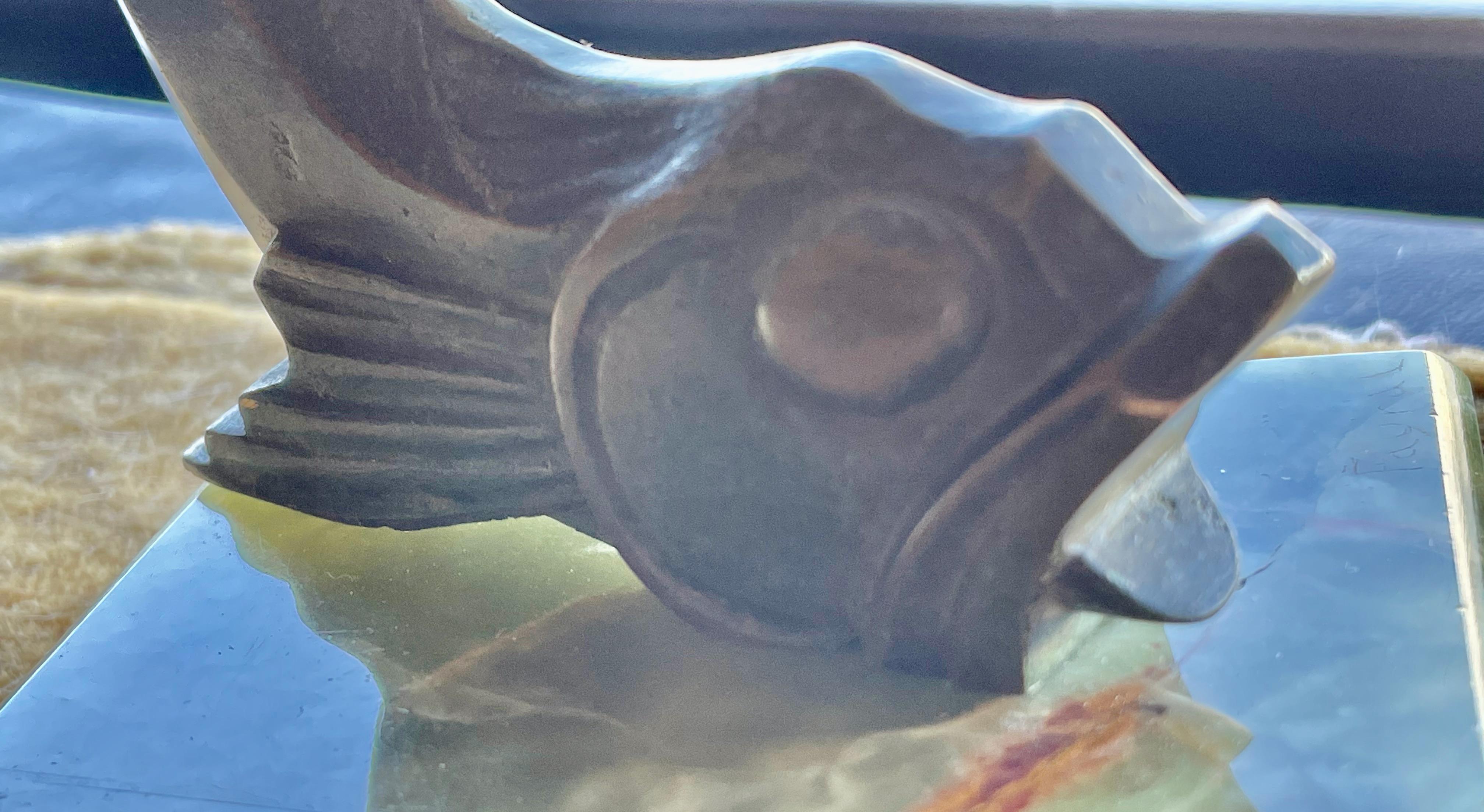 Art Deco Bronze Sculpture of a Cubist  Fish in the Style of  E.M. Sandoz, 1920 5