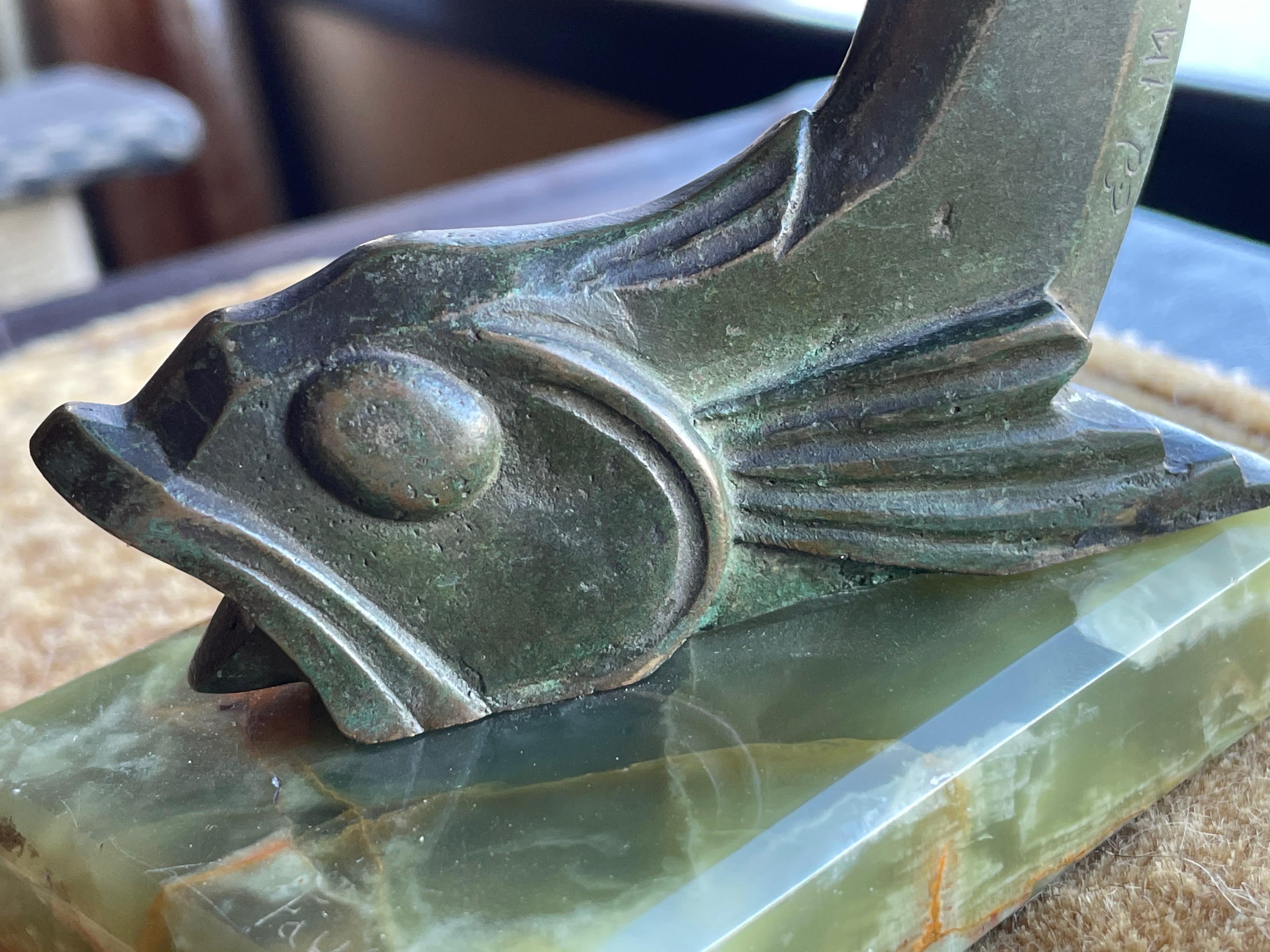 Art Deco Bronze Sculpture of a Cubist  Fish in the Style of  E.M. Sandoz, 1920 3