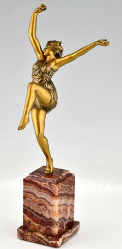 Sculpture en bronze Art Déco d'une danseuse de Bacchanale par Maurice Guiraud Rivire