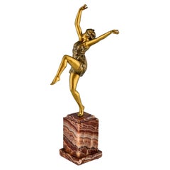 Art Deco Bronze Sculpture of a Dancer Bacchanale by Maurice Guiraud Rivière