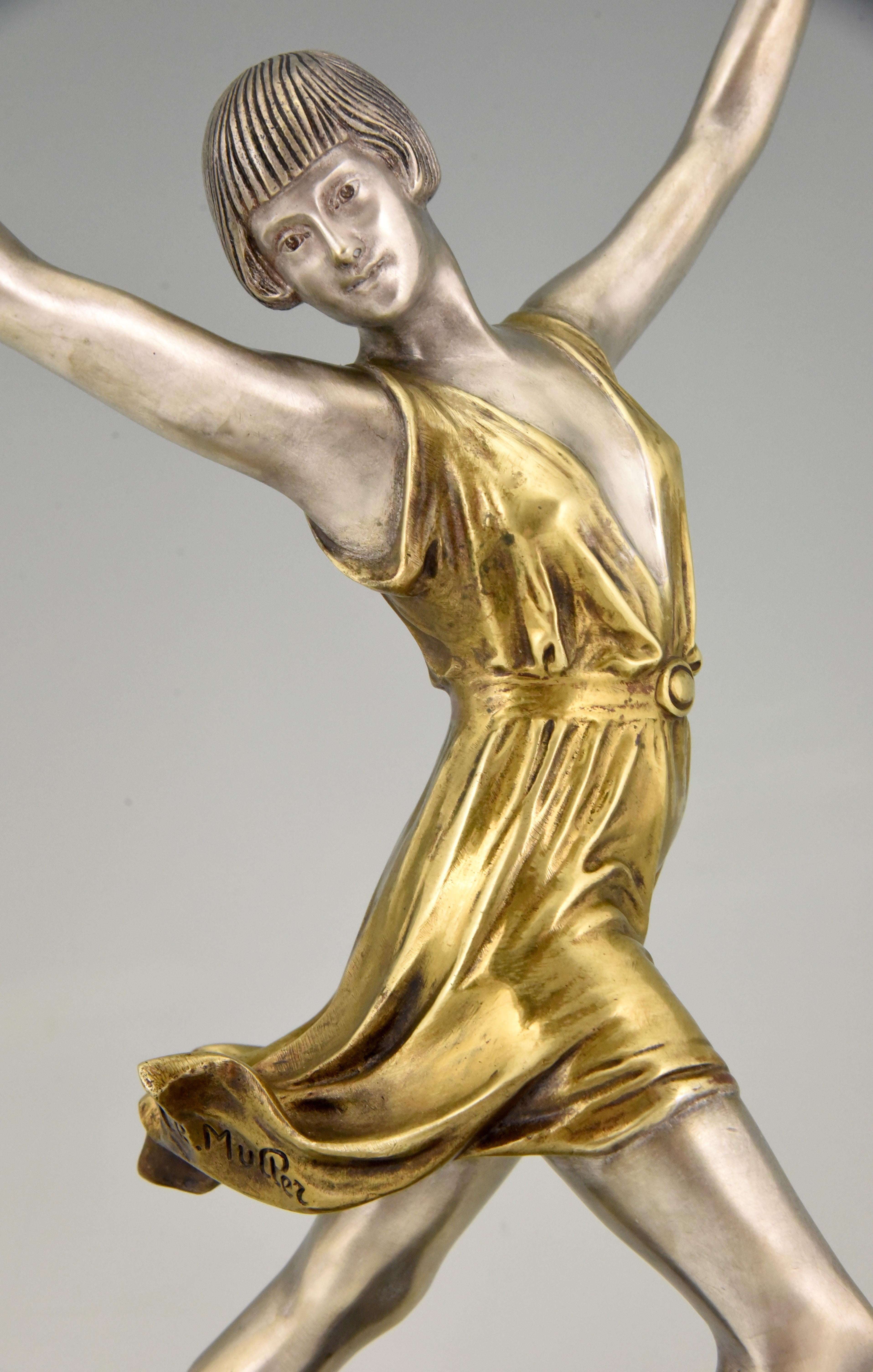 Art Deco Bronze Sculpture of a Dancer Charles Muller, France, 1925 3