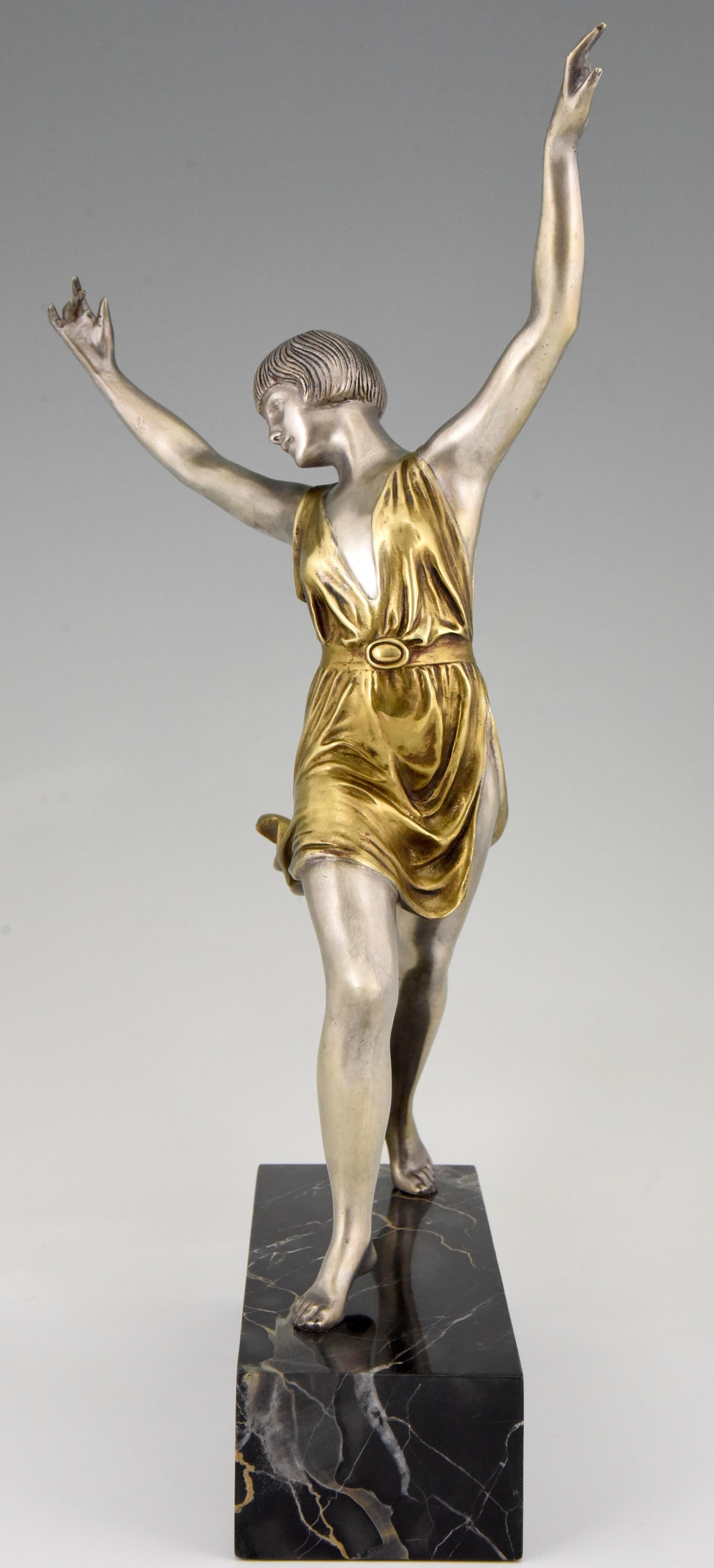 French Art Deco Bronze Sculpture of a Dancer Charles Muller, France, 1925