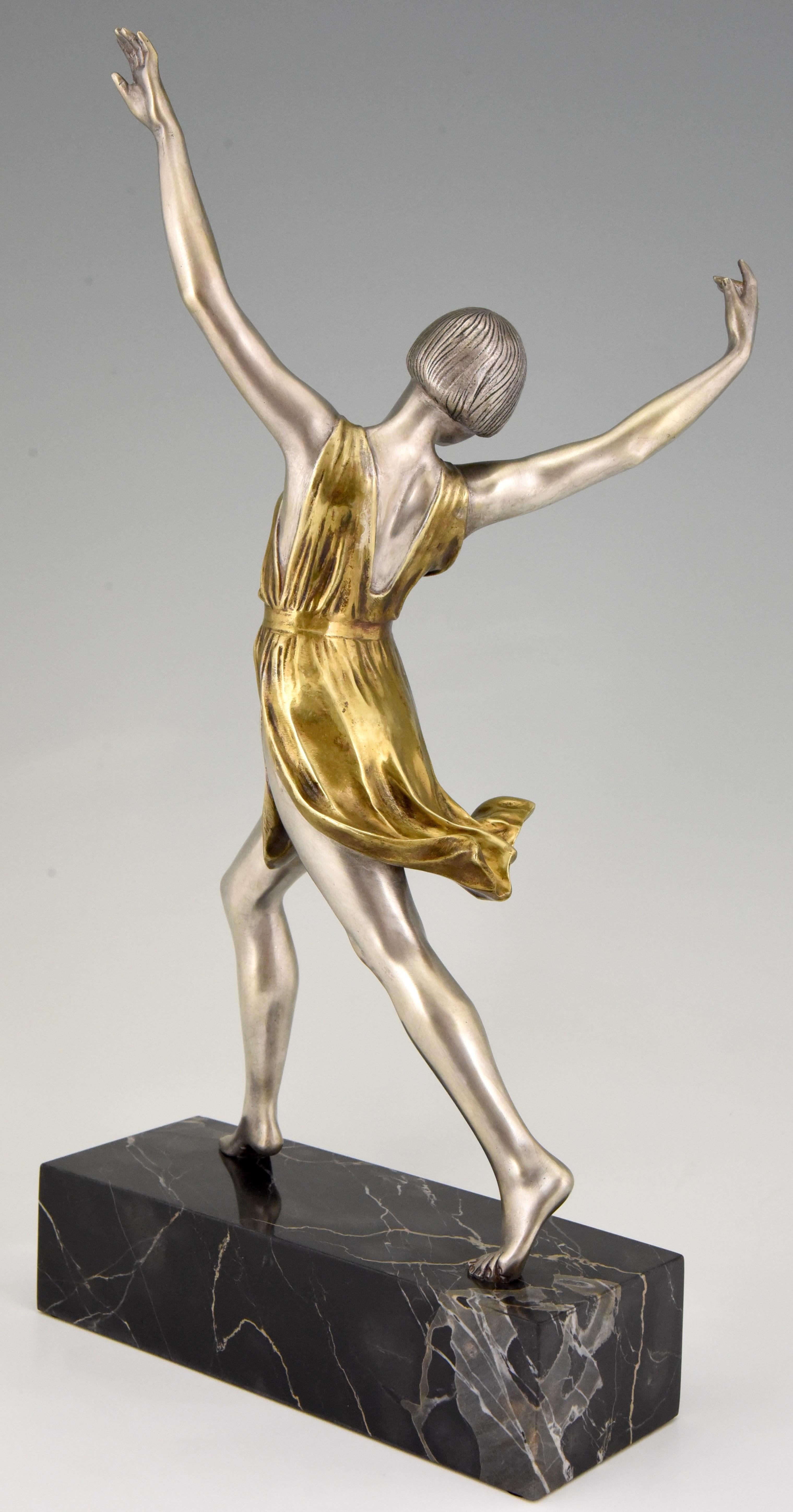 Early 20th Century Art Deco Bronze Sculpture of a Dancer Charles Muller, France, 1925