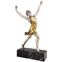 Sculpture en bronze Art Déco d'une danseuse Charles Muller, France, 1925