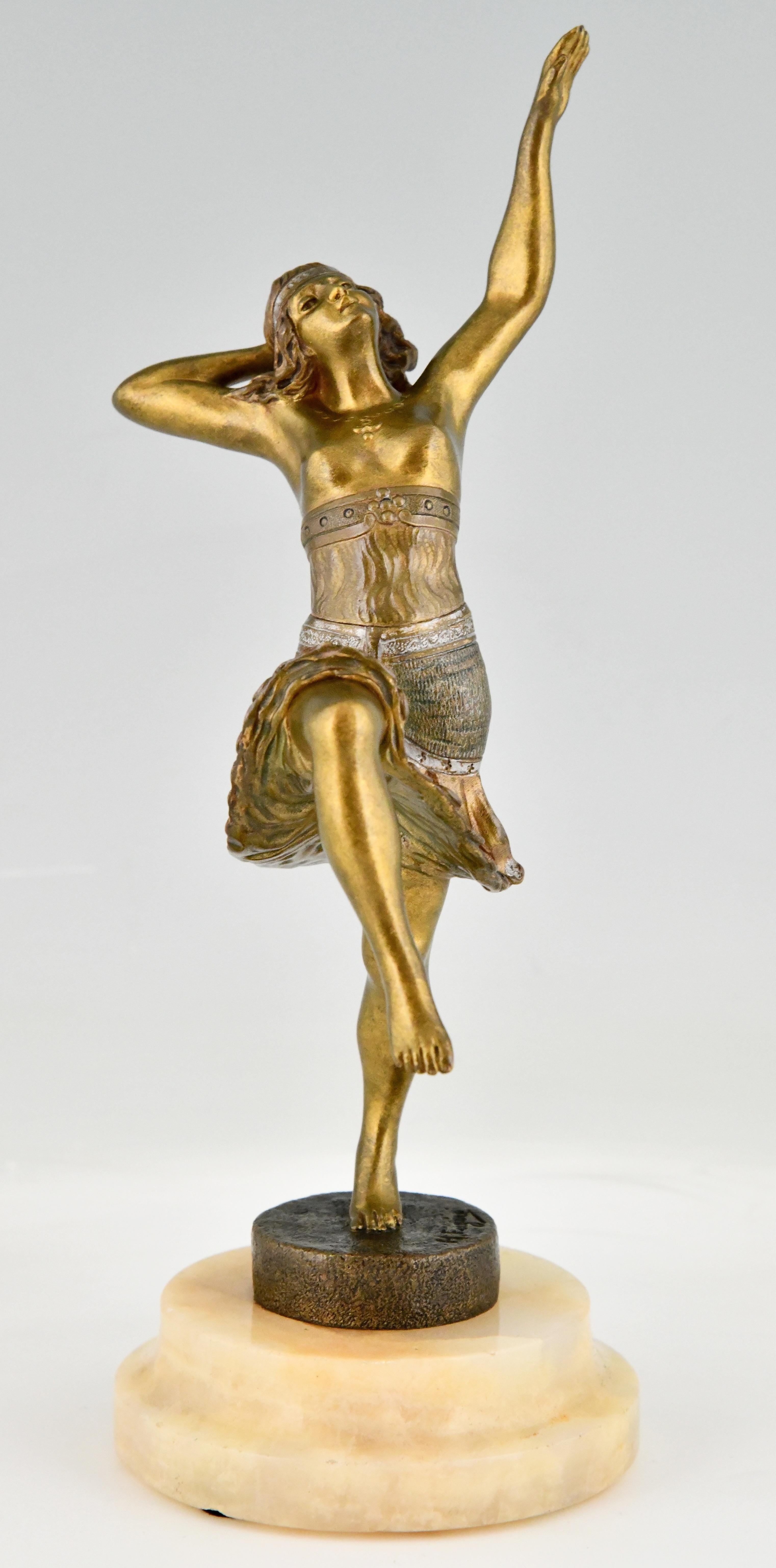 French Art Deco Bronze Sculpture of a Dancer Signed by Henry Fugère 1925