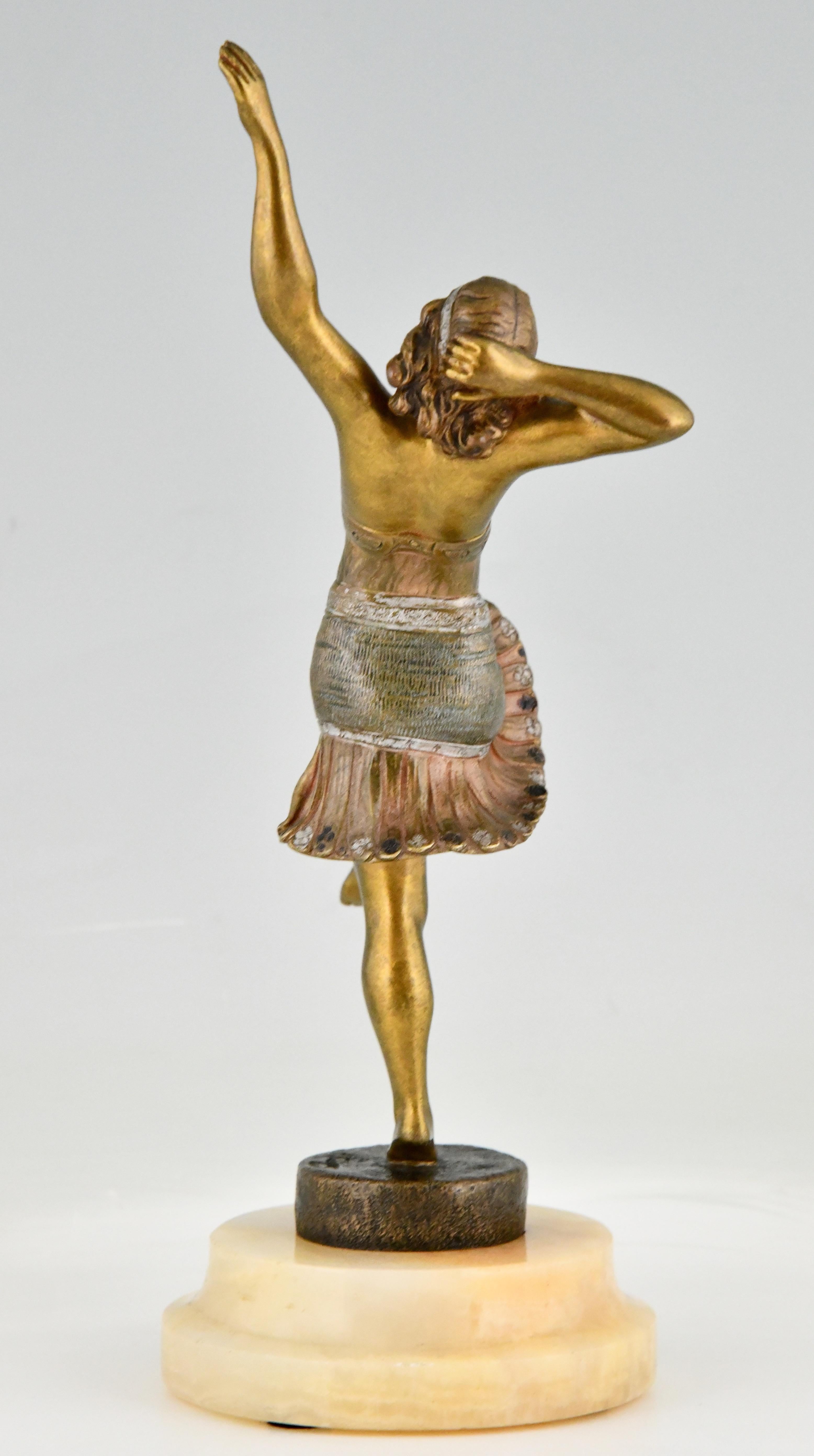 Early 20th Century Art Deco Bronze Sculpture of a Dancer Signed by Henry Fugère 1925