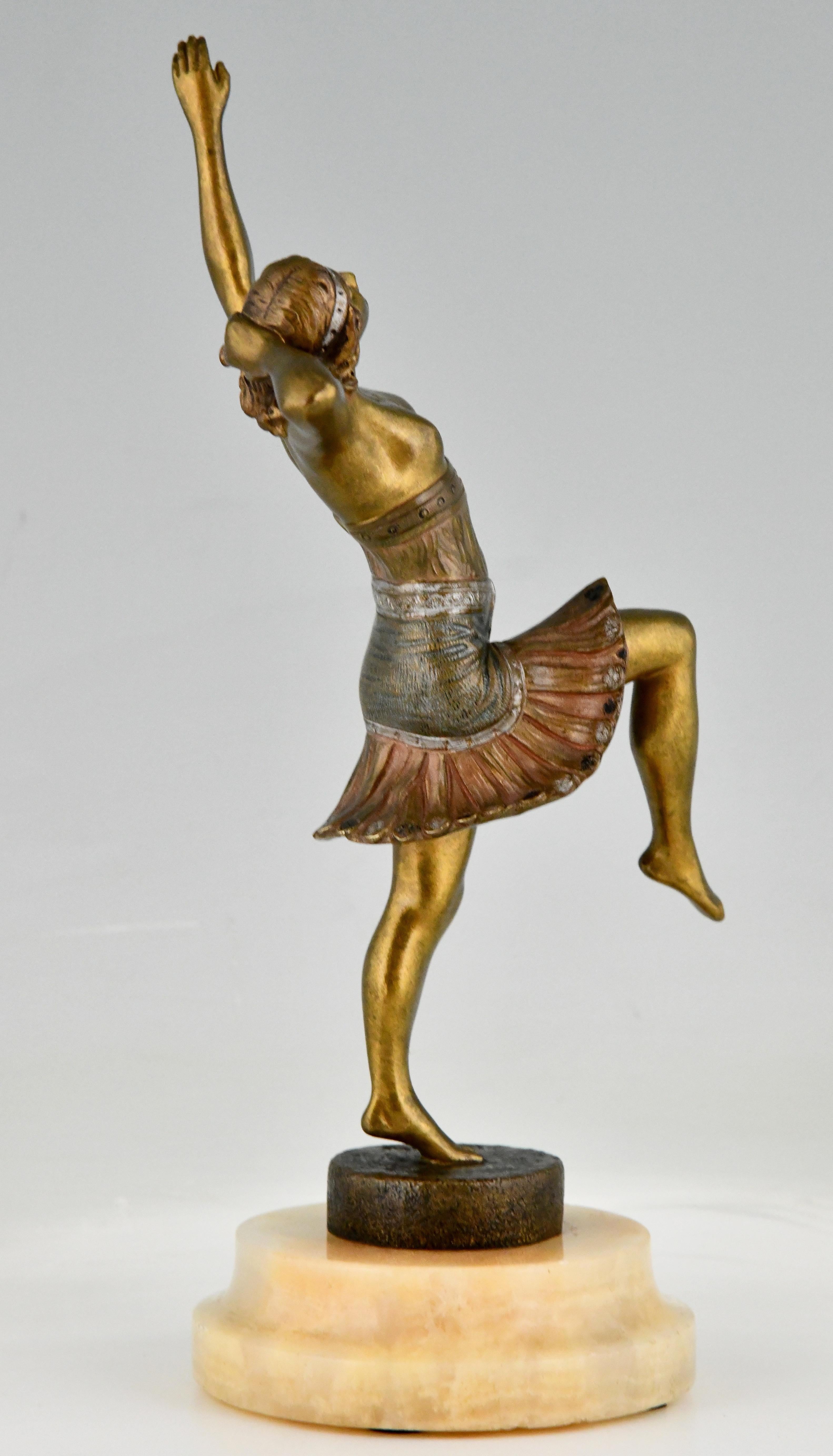 Art Deco Bronze Sculpture of a Dancer Signed by Henry Fugère 1925 1