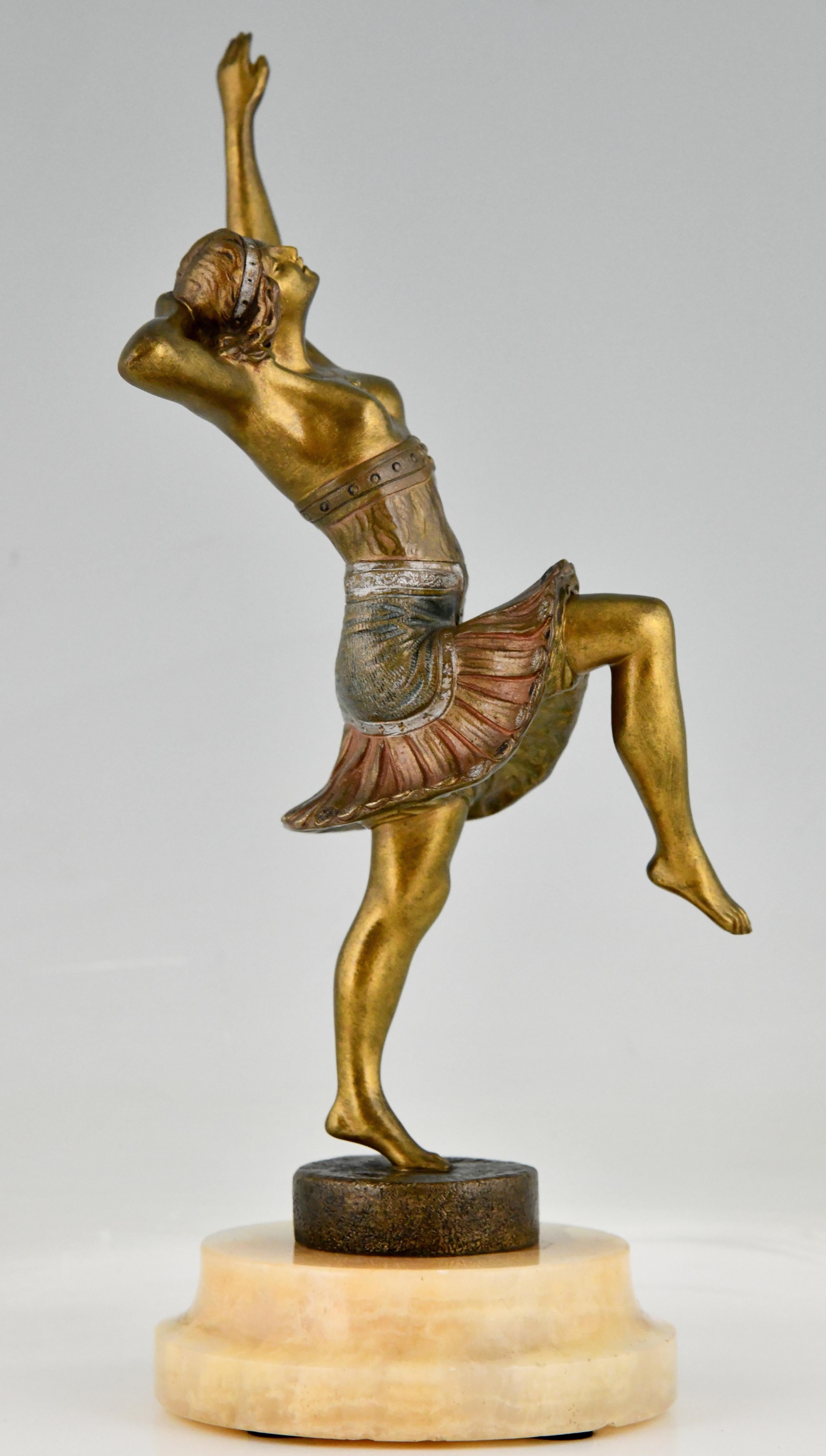 Art Deco Bronze Sculpture of a Dancer Signed by Henry Fugère 1925 2