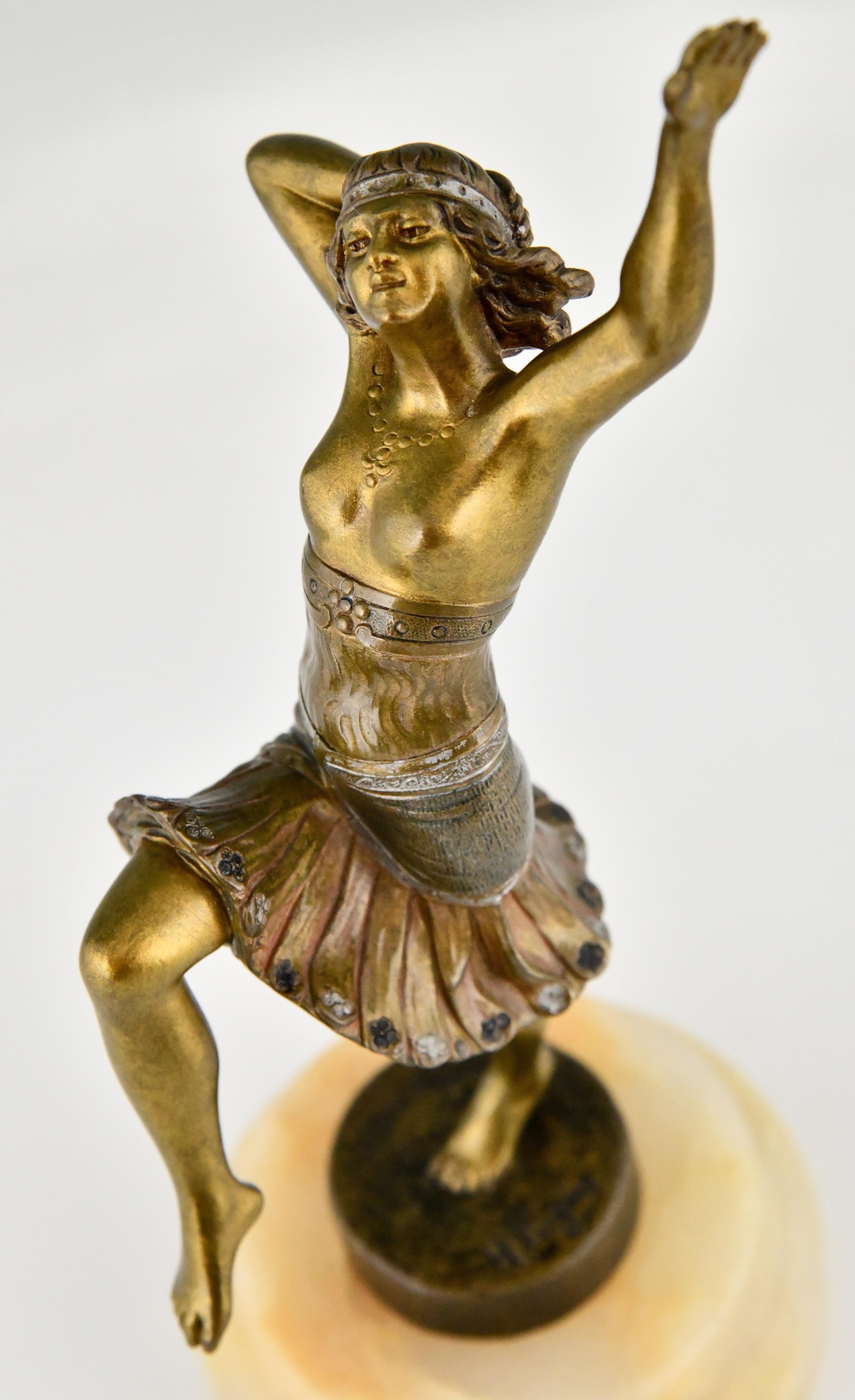 Art Deco Bronze Sculpture of a Dancer Signed by Henry Fugère 1925 3