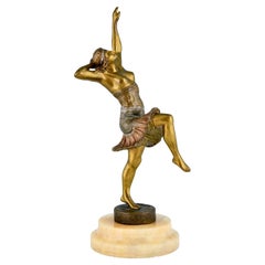 Art Deco Bronze Sculpture of a Dancer Signed by Henry Fugère 1925