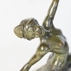 Sculpture en bronze Art déco d'une dame dansante par Morante, français, vers 1925