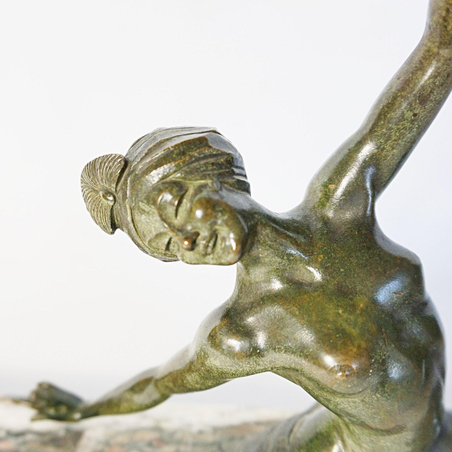 Early 20th Century Art Deco Bronze Sculpture of a Dancing Lady by Morante, French, circa 1925
