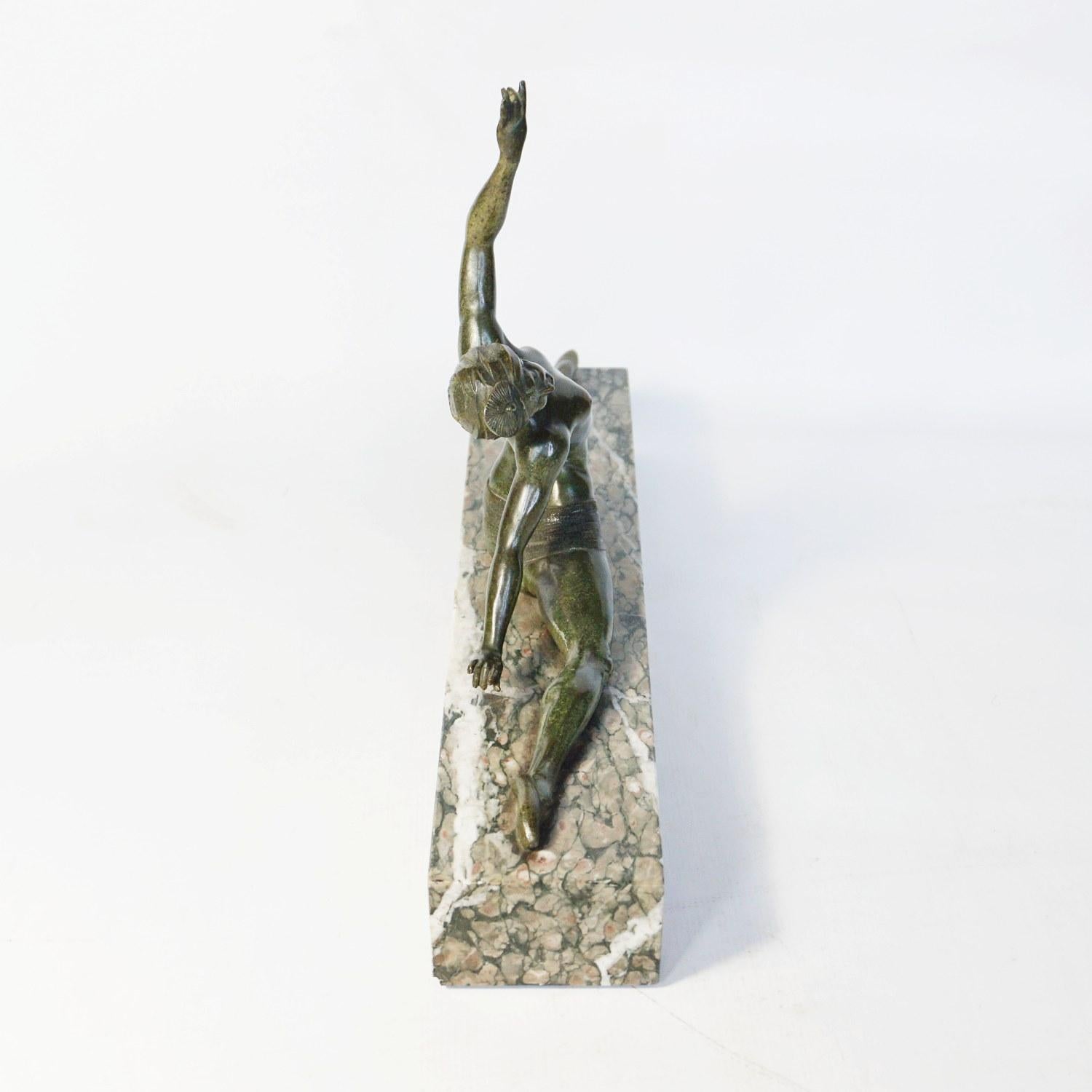 Art Deco Bronze Sculpture of a Dancing Lady by Morante, French, circa 1925 1