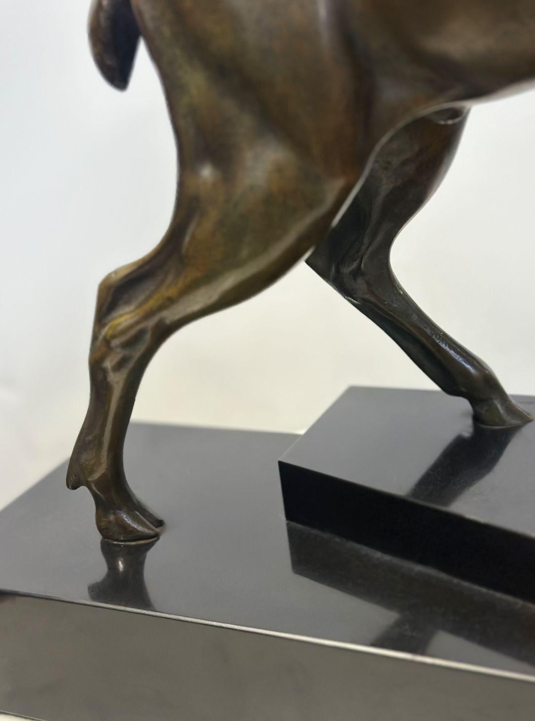 Art Deco Bronze Sculpture of a Deer on Marble Base, c. 1930's For Sale 1
