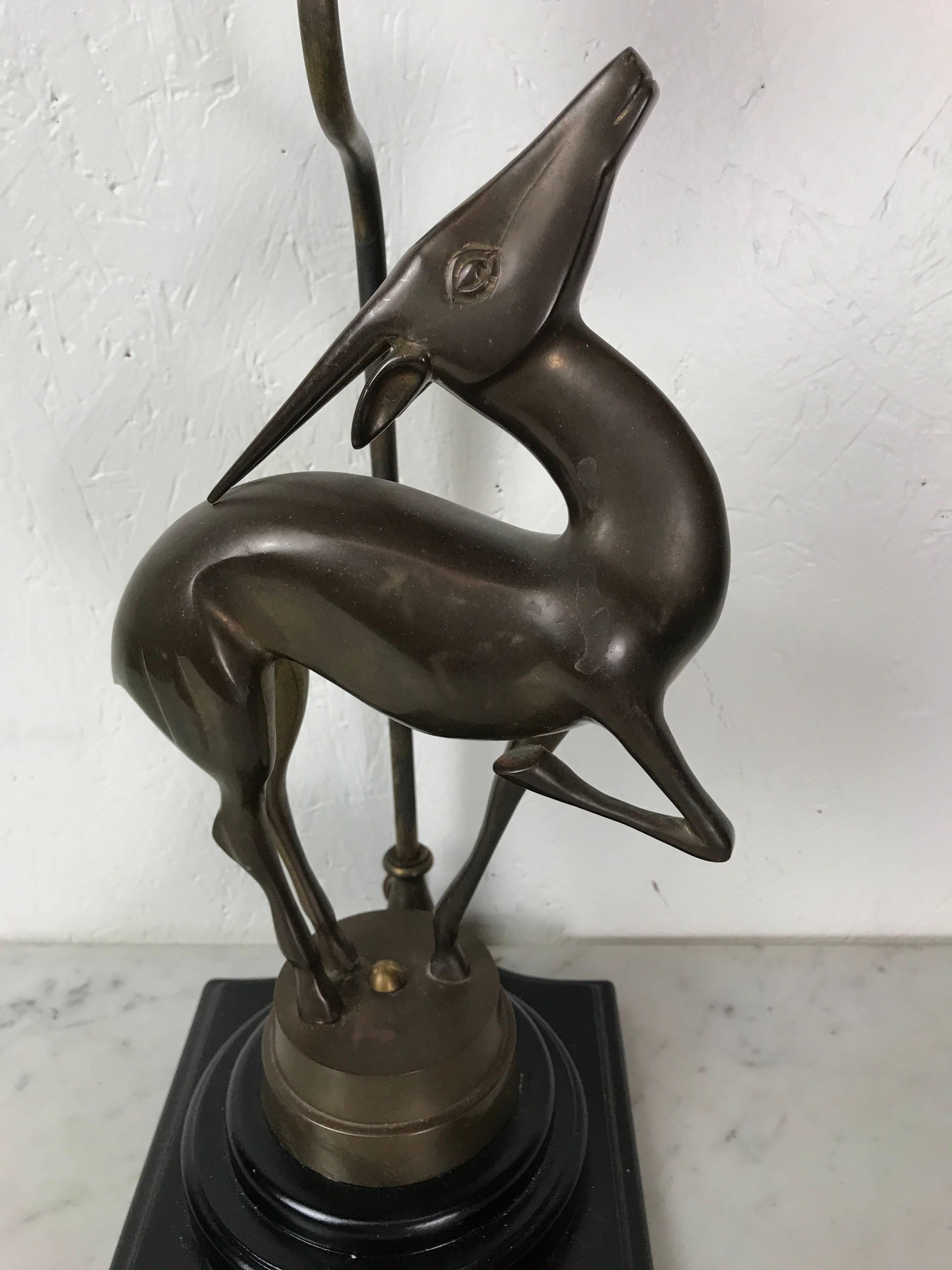 European Art Deco Bronze Sculpture of a Deer, Now as a Lamp For Sale