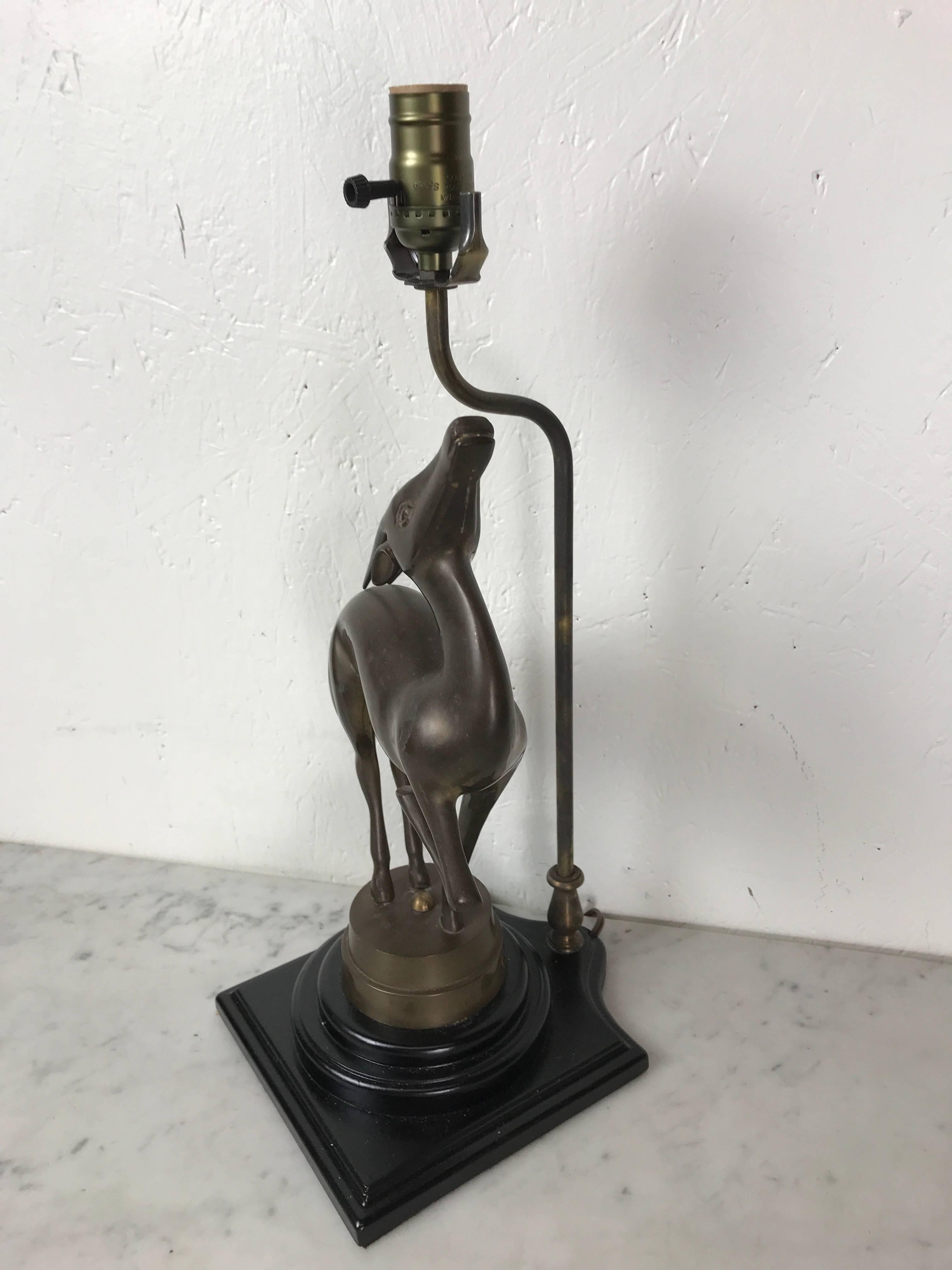 Art Deco Bronze Sculpture of a Deer, Now as a Lamp In Excellent Condition For Sale In Atlanta, GA