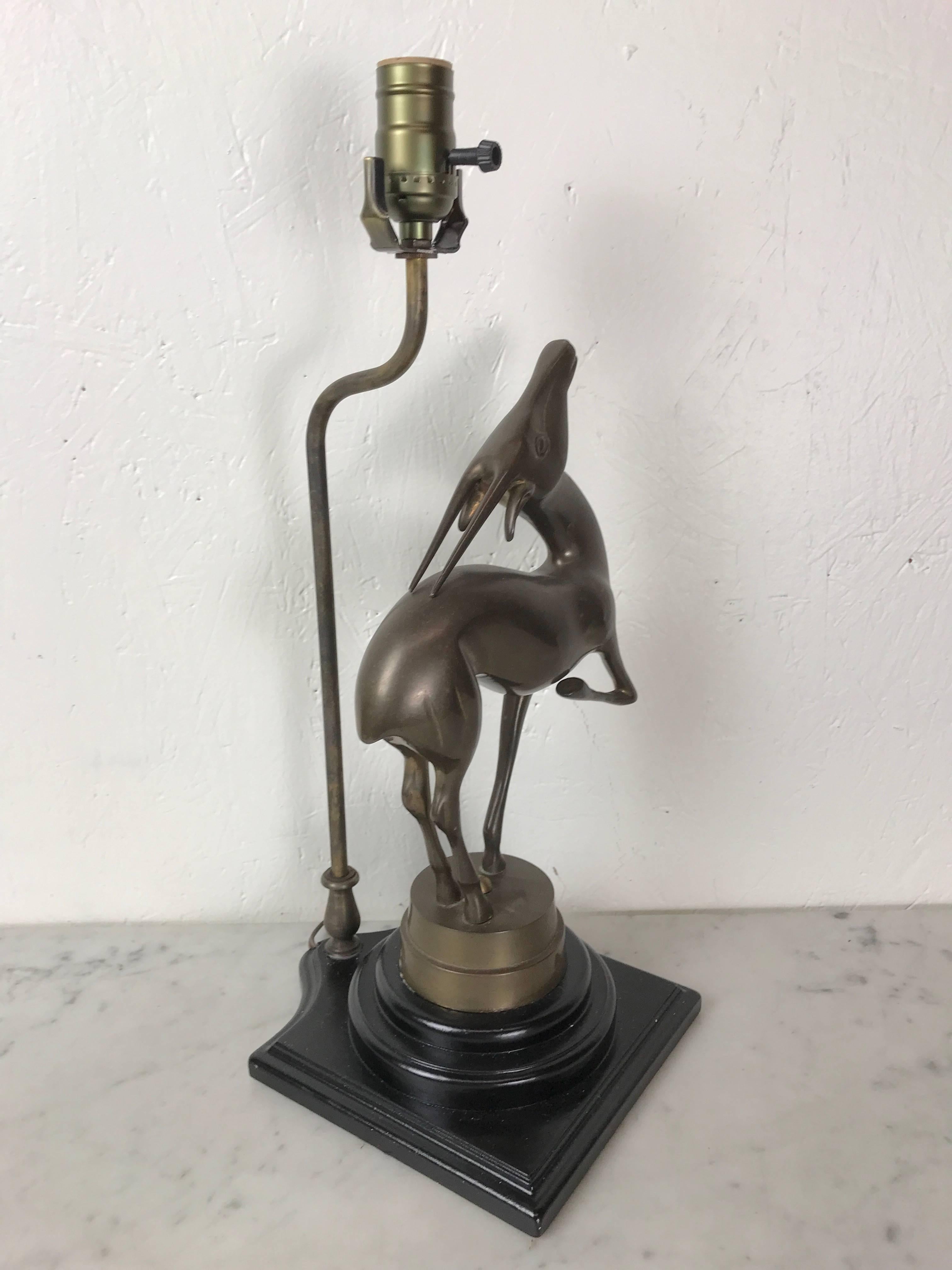 20th Century Art Deco Bronze Sculpture of a Deer, Now as a Lamp For Sale