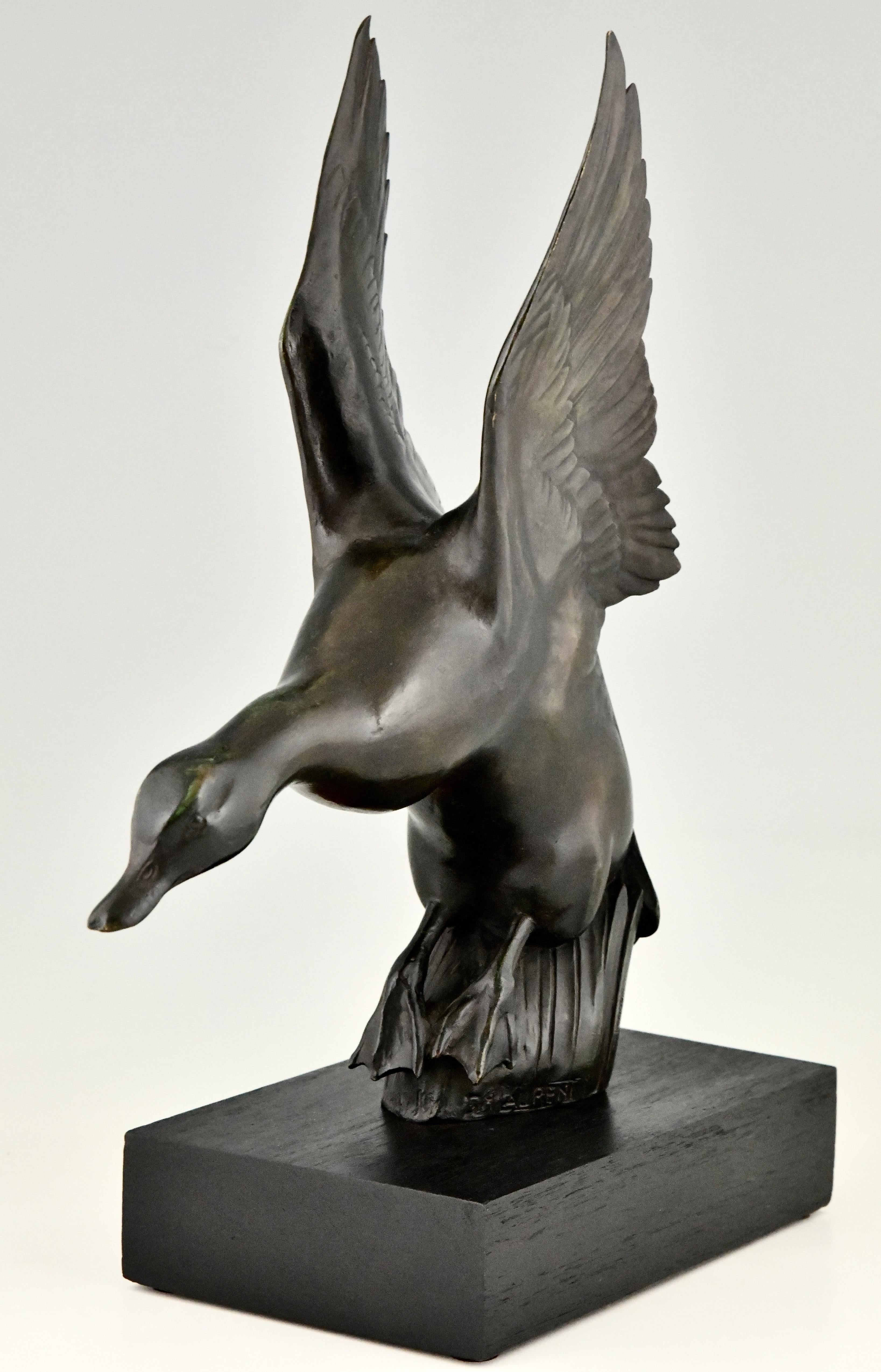 French Art Deco Bronze Sculpture of a Duck by G.H. Laurent, France, 1925
