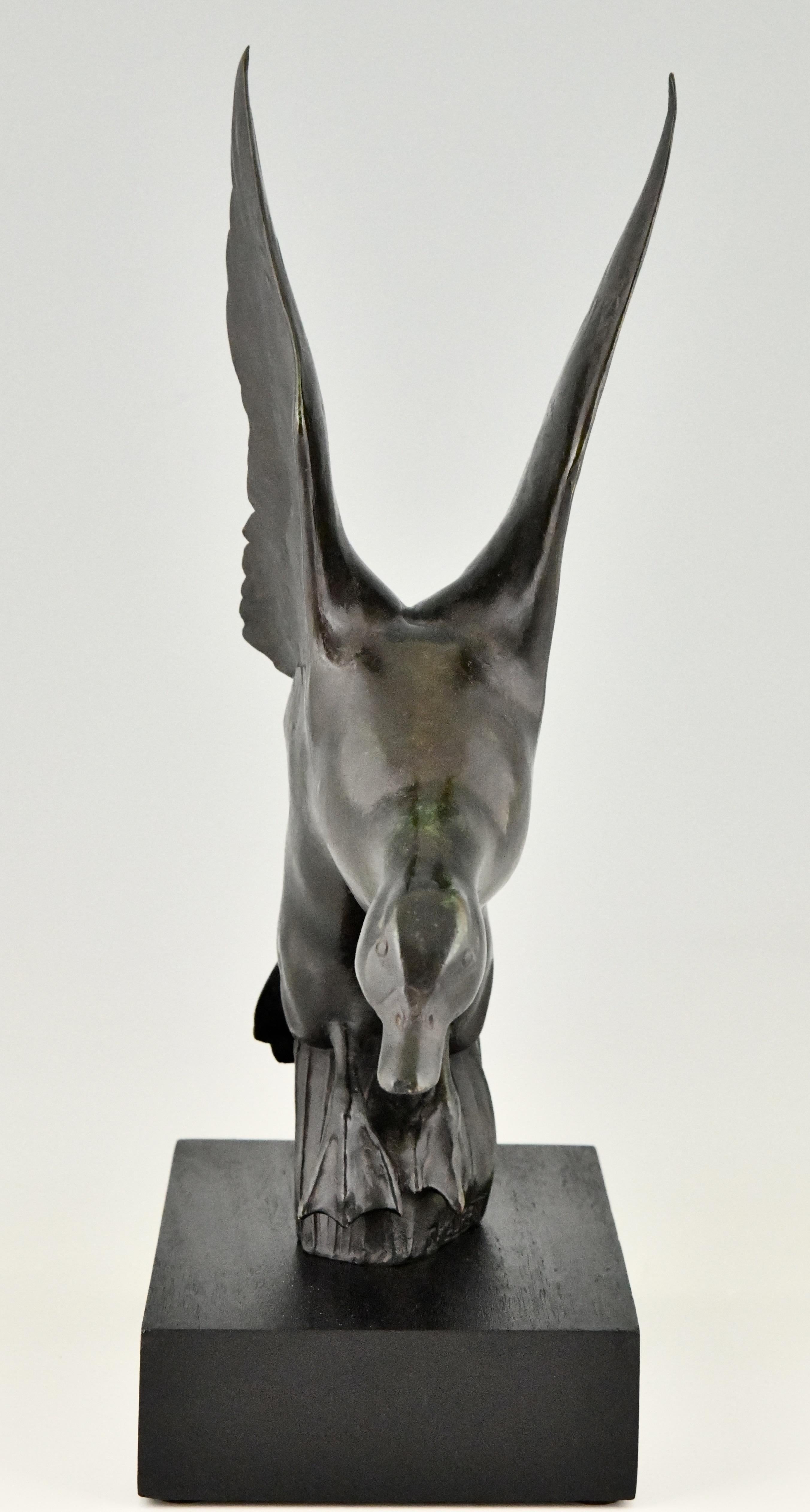 Patinated Art Deco Bronze Sculpture of a Duck by G.H. Laurent, France, 1925