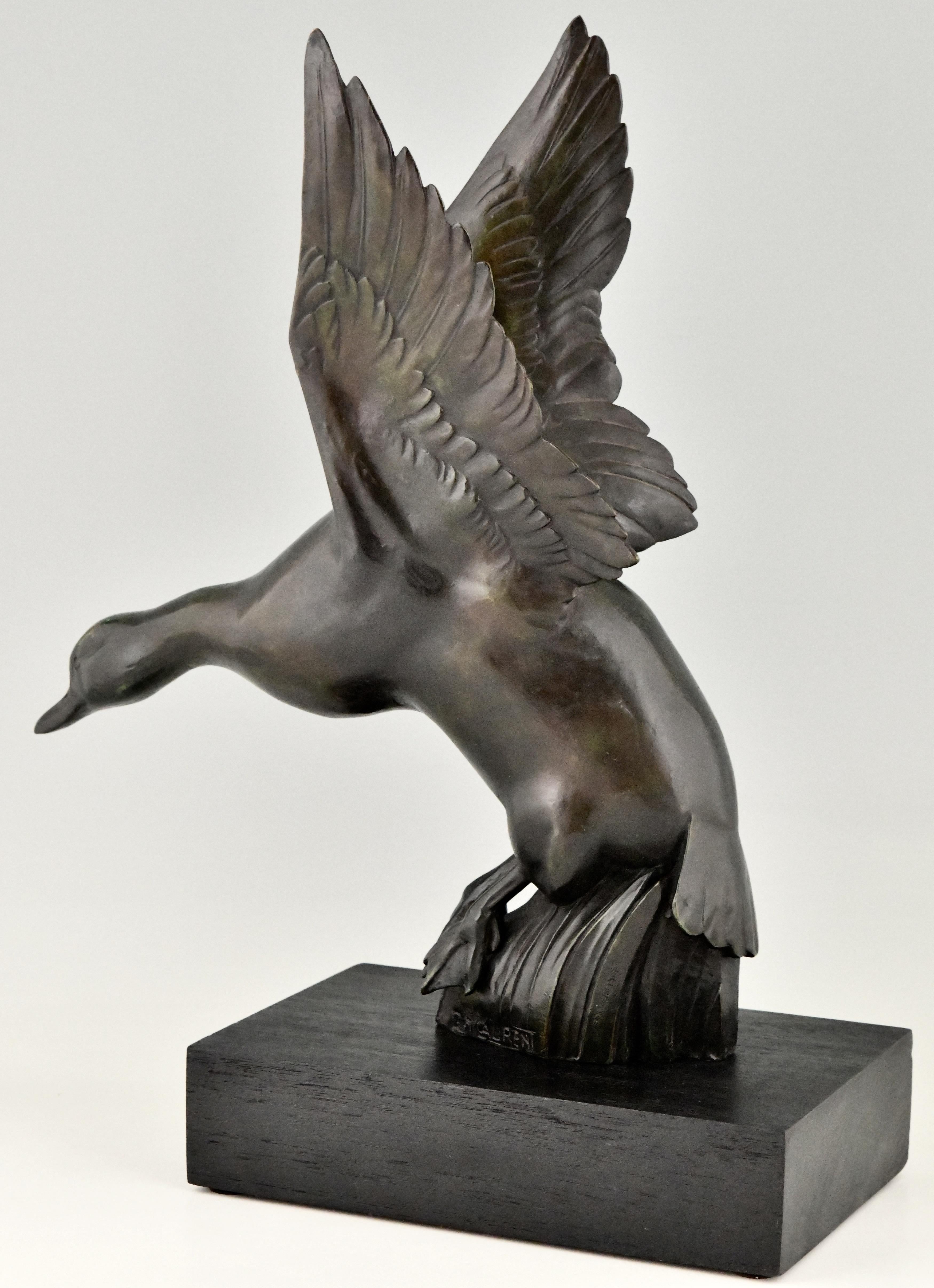 Art Deco Bronze Sculpture of a Duck by G.H. Laurent, France, 1925 3