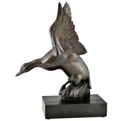 Art Deco Bronze Sculpture of a Duck by G.H. Laurent, France, 1925