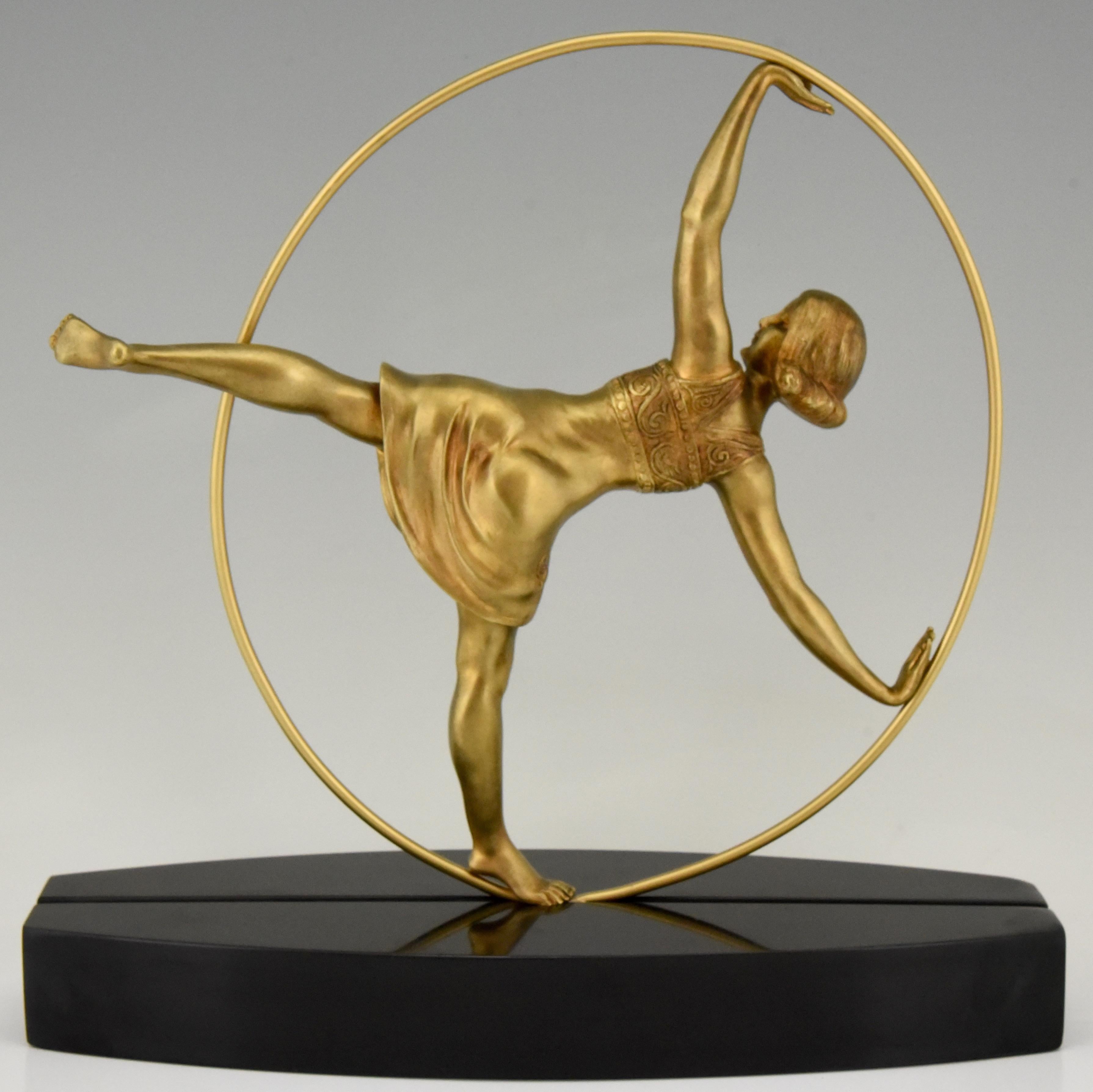 20th Century Art Deco Bronze Sculpture of a Hoop Dancer Samuel Lipchytz, 1920, France