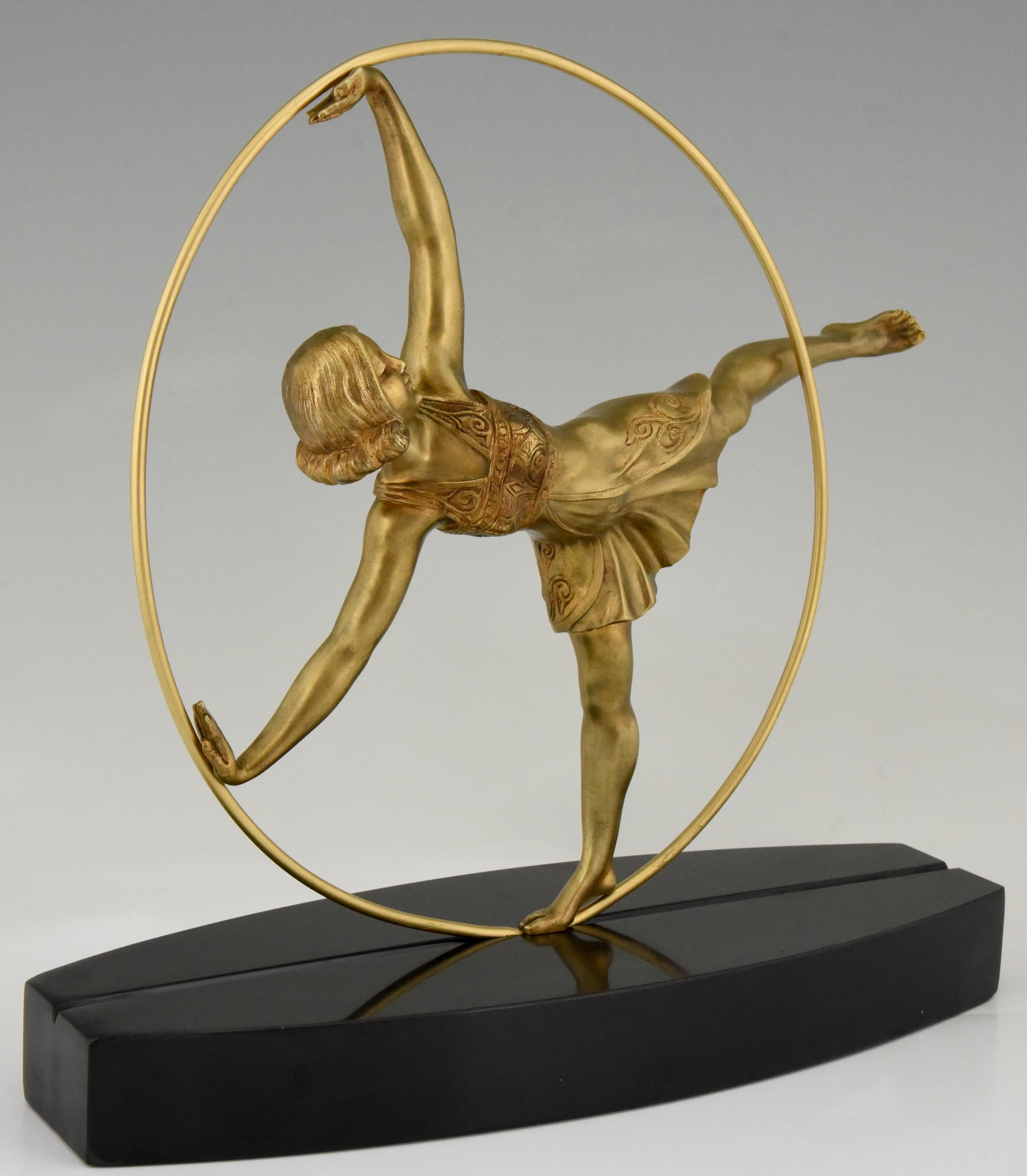 Art Deco Bronze Sculpture of a Hoop Dancer Samuel Lipchytz, 1920, France 3
