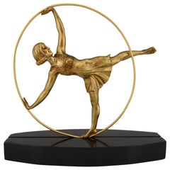 Art Deco Bronze Sculpture of a Hoop Dancer Samuel Lipchytz, 1920, France