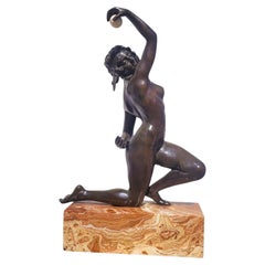 Art Deco Bronze Sculpture of a Kneeling Female Figure by A. Gory, 20th century