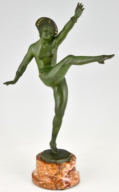 Art Deco Bronze Sculpture of a Nude Dancer by Morante France, 1925
