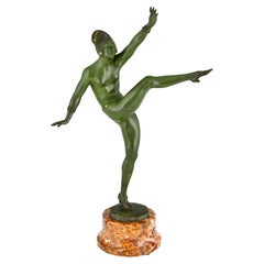 Vintage Art Deco Bronze Sculpture of a Nude Dancer by Morante France, 1925