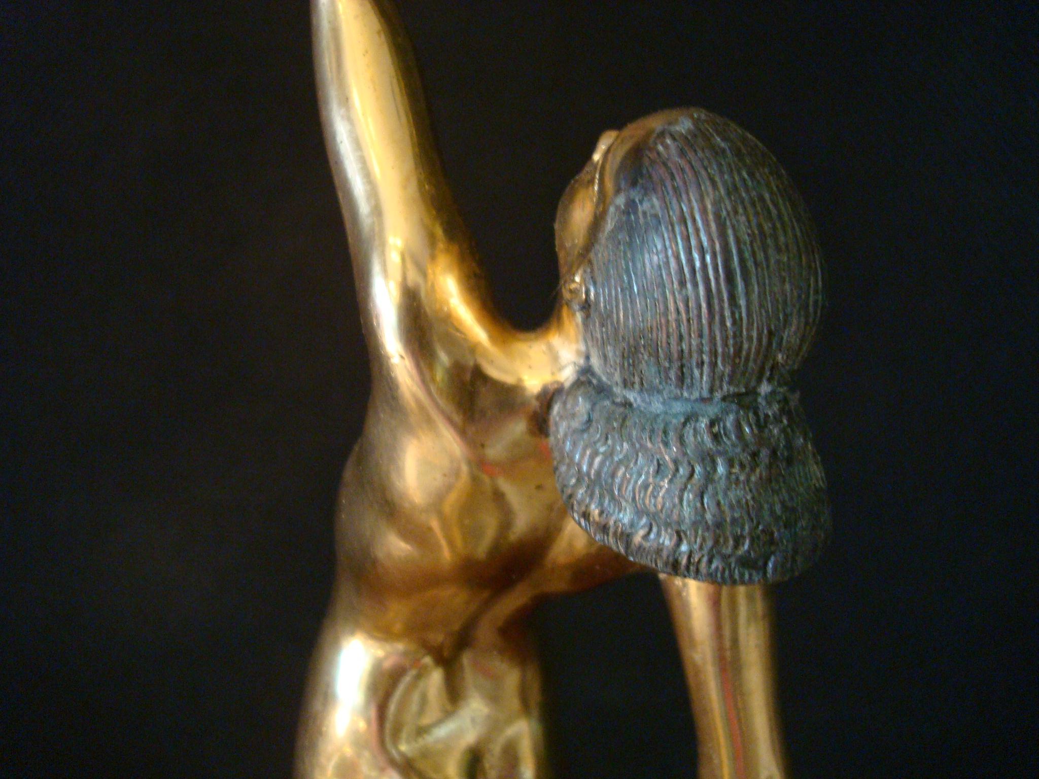 Art Deco Bronze Sculpture of a Nude Figure Holding a Dove by Pierre Le Faguays 4