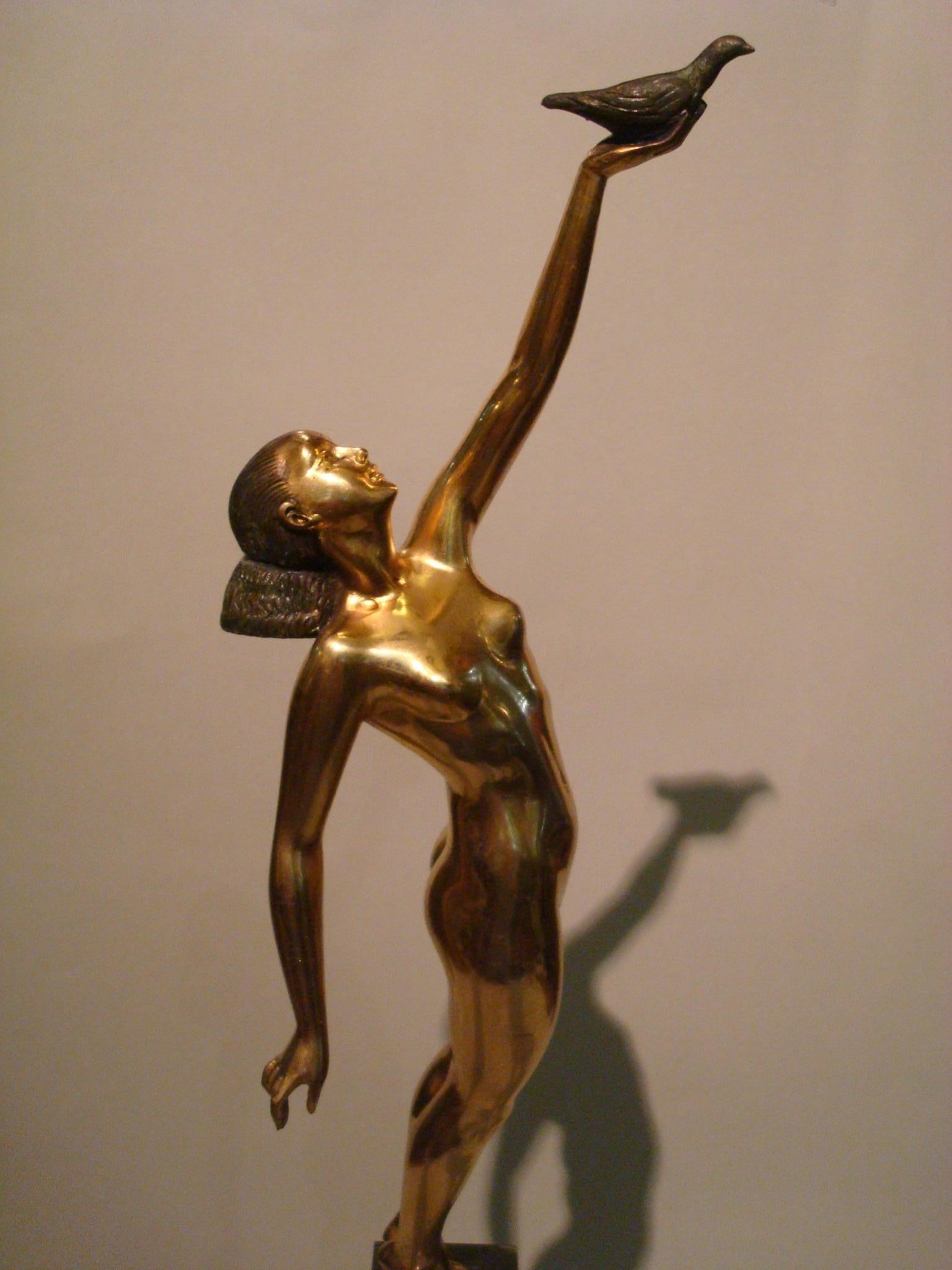 art deco nude with dove